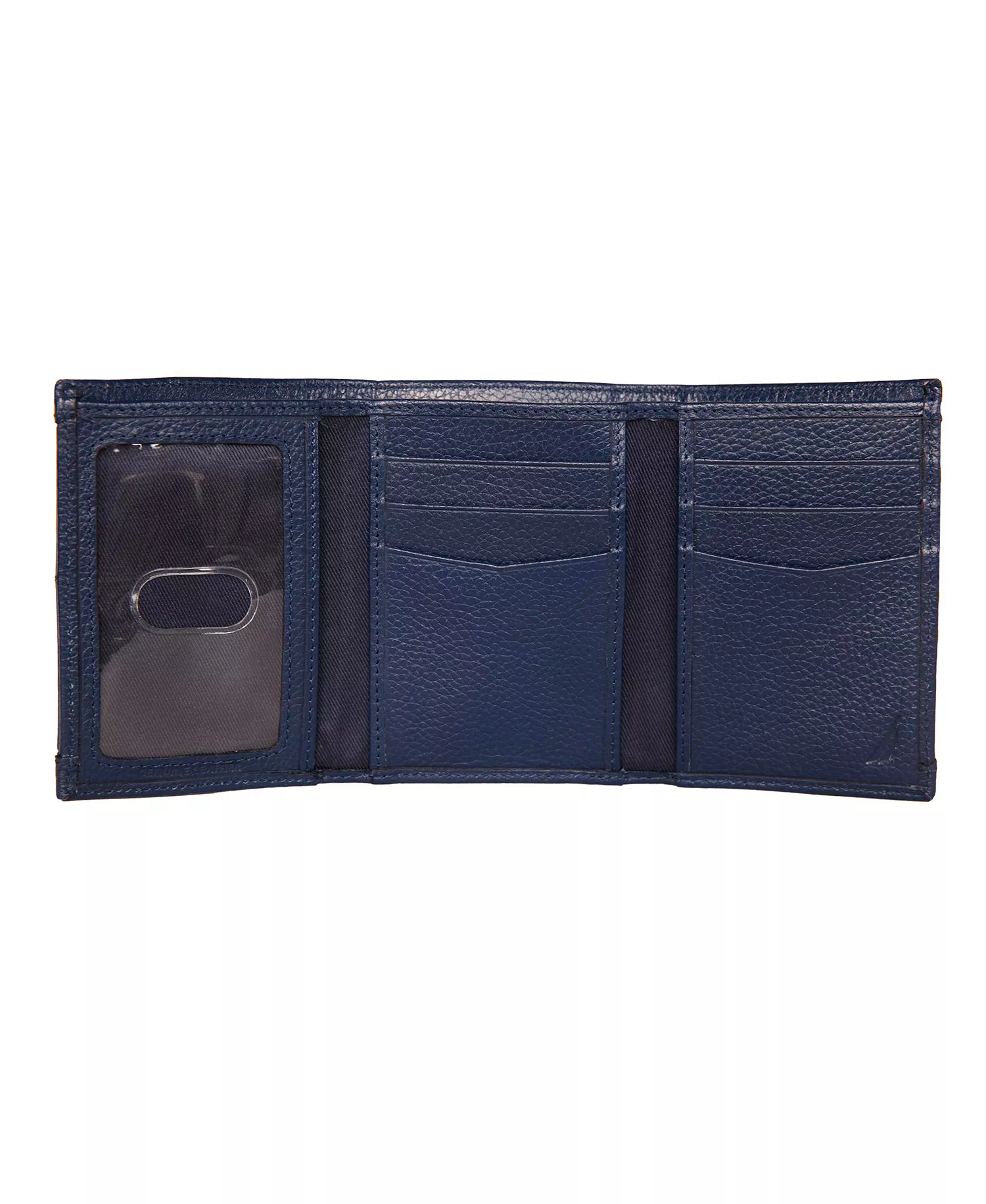 Men's Logo Rubber Leather Trifold Wallet - Navy - ONE SIZE