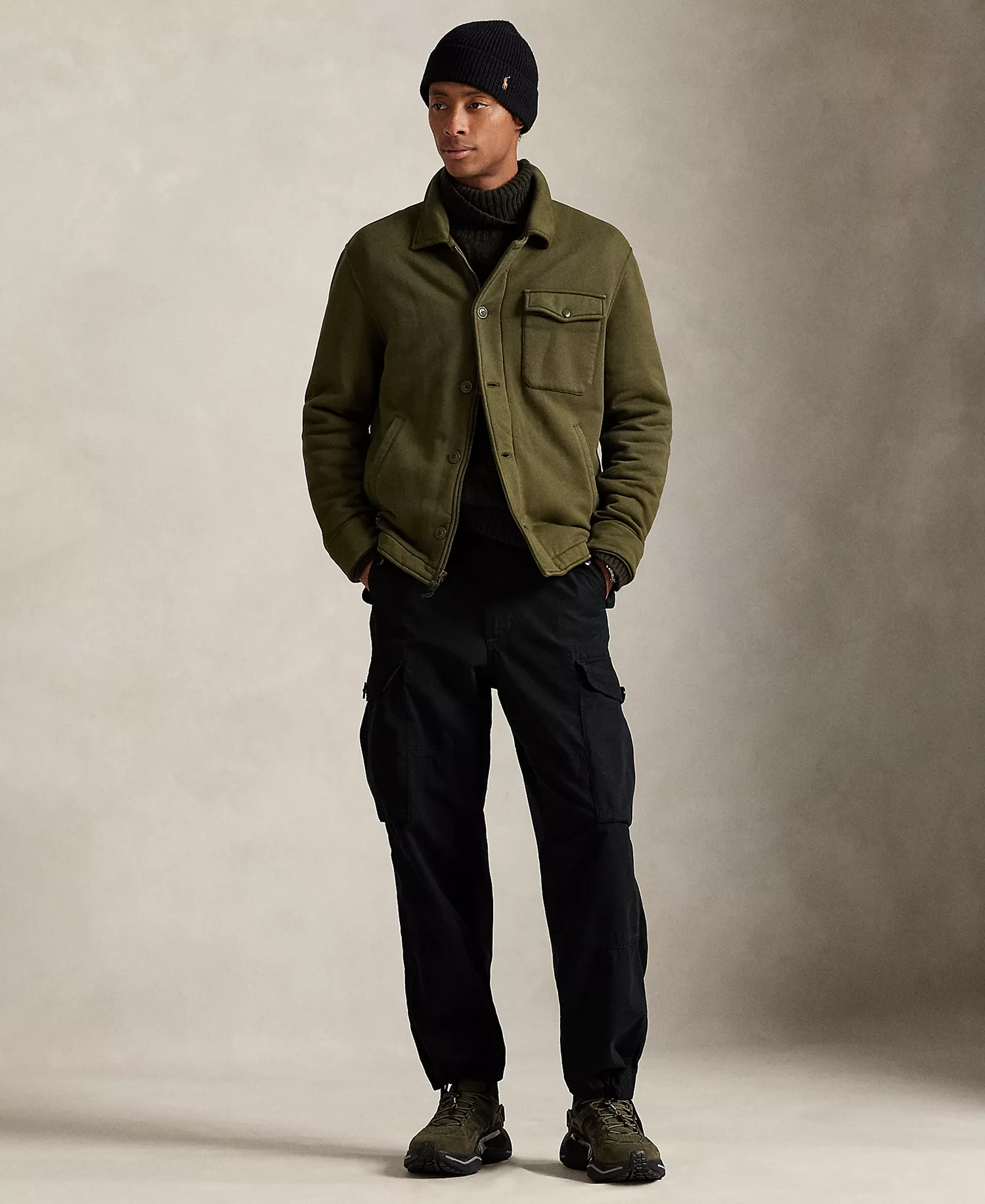 Men's Fleece Deck Jacket - Company Olive - XS