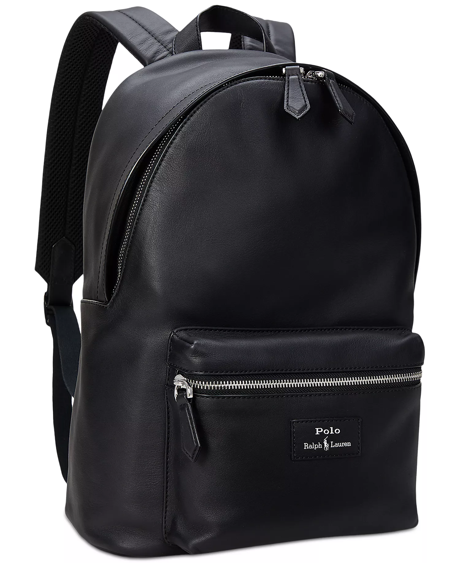 Men's Smooth Leather Backpack - Black - No Size