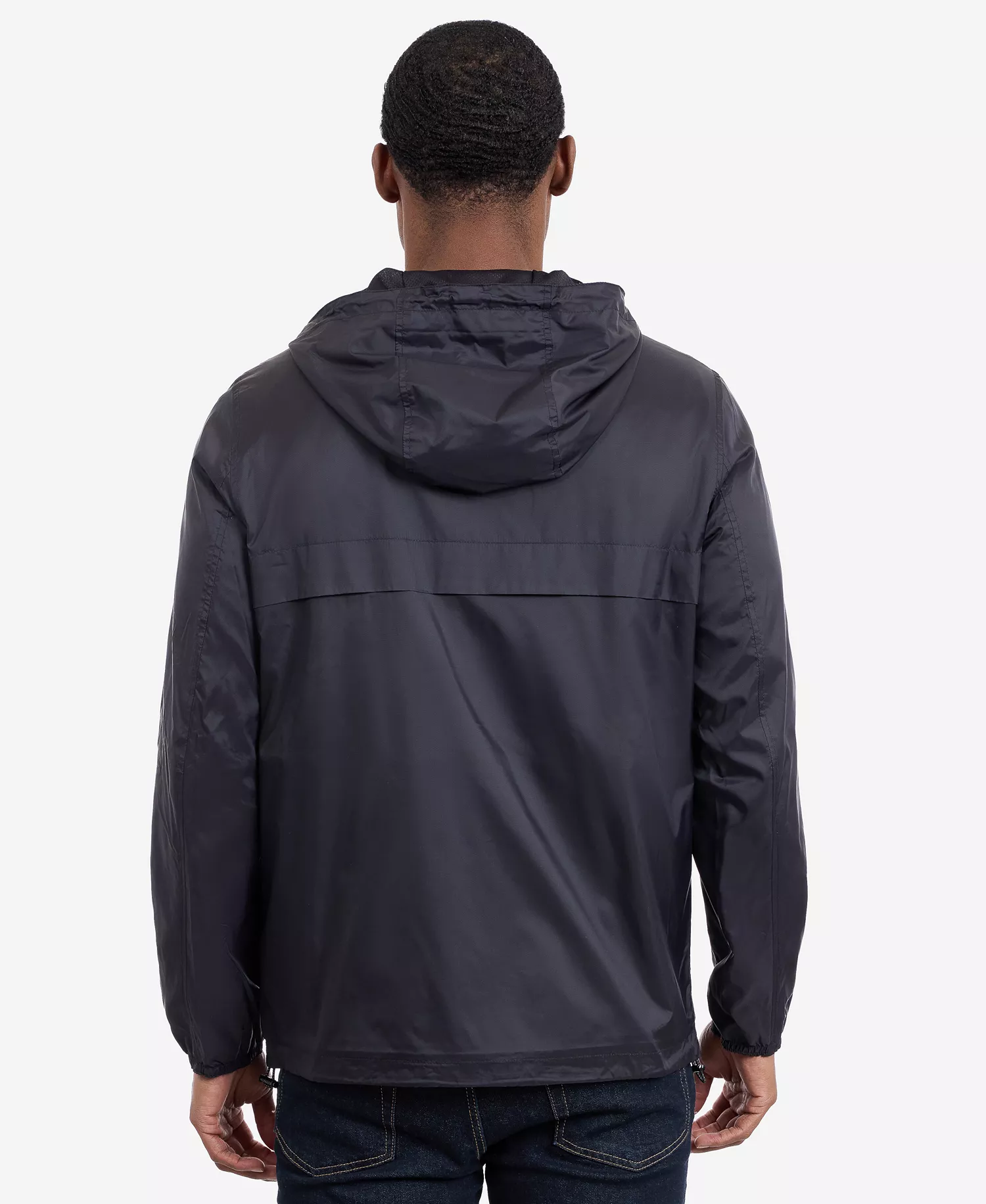 Men's Hooded Windbreaker Jacket - Black - 2XL