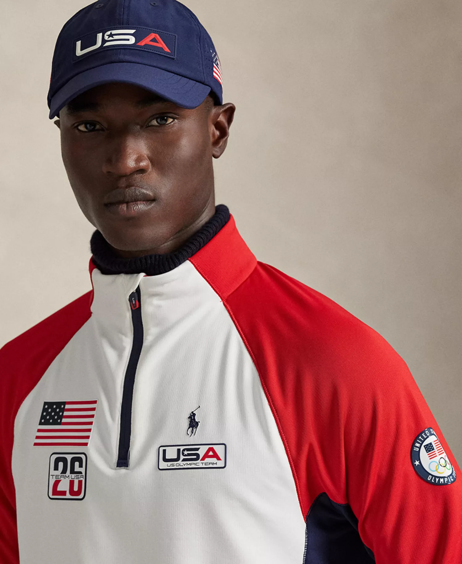 Men's Team USA Stretch Fleece Pullover - Ceramic White Multi - L