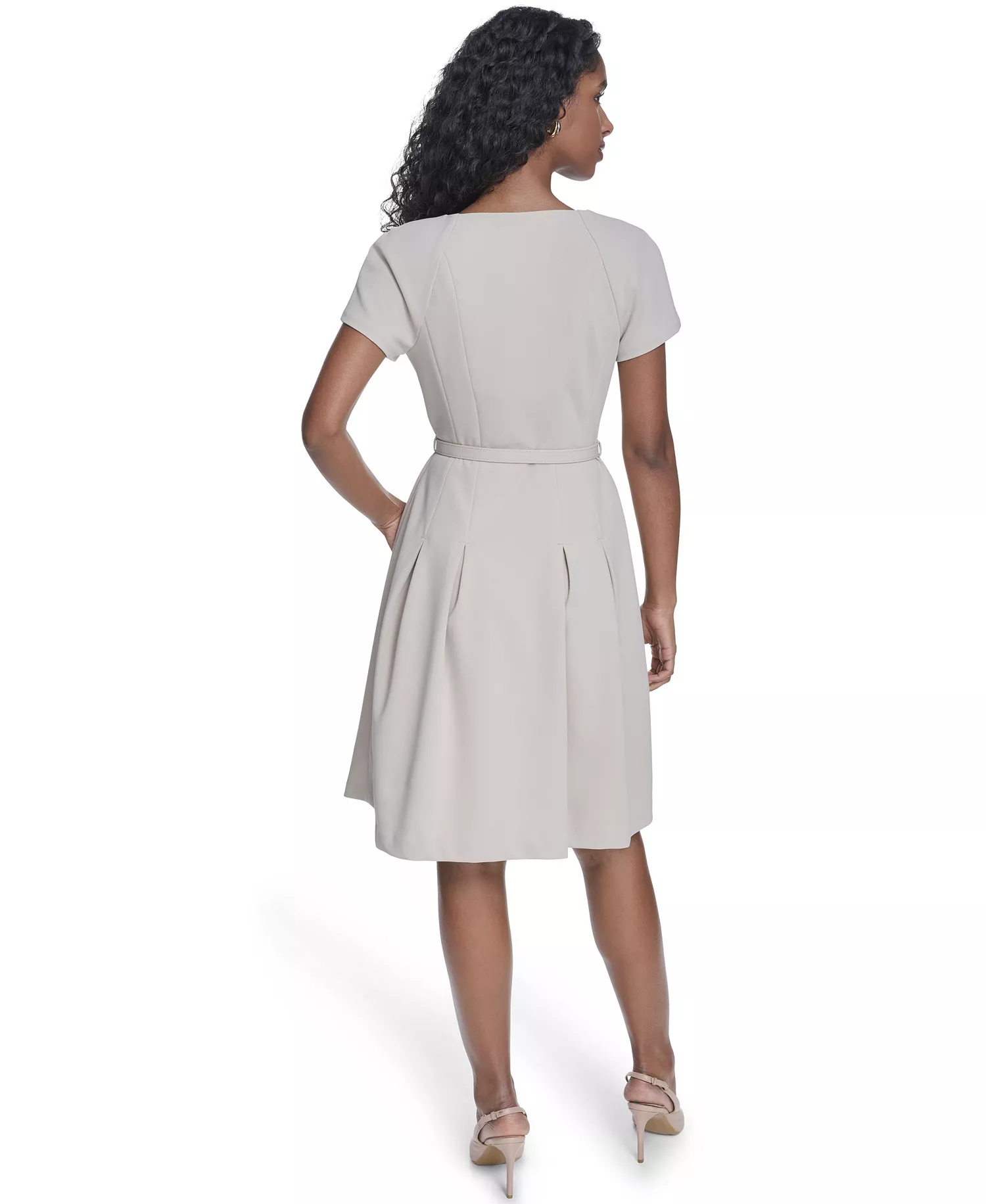 Women's Crepe V-Neck Blazer Dress - Khaki - 10