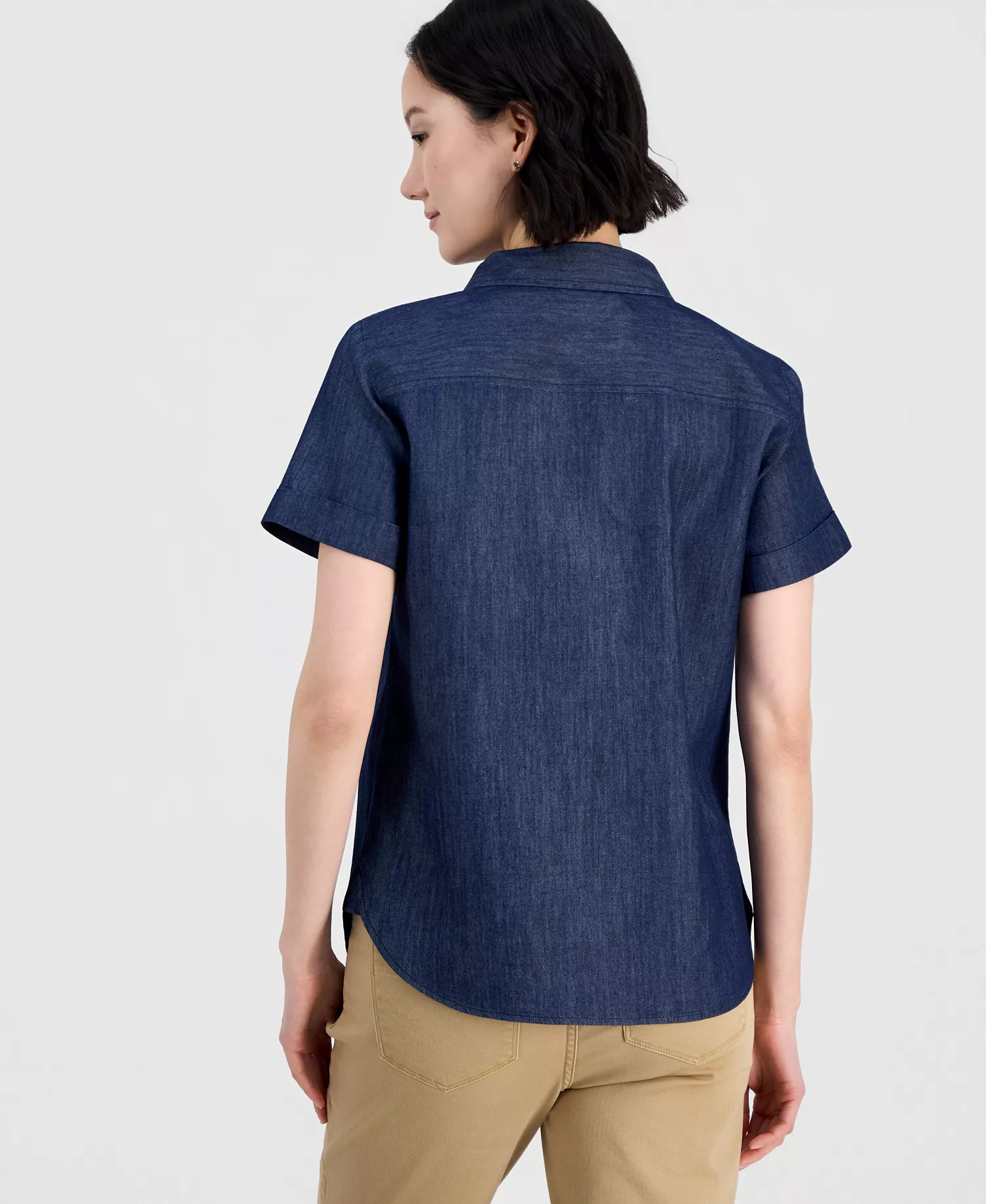 Jeans Women's Chambray Camp Shirt - Dark Azure - L