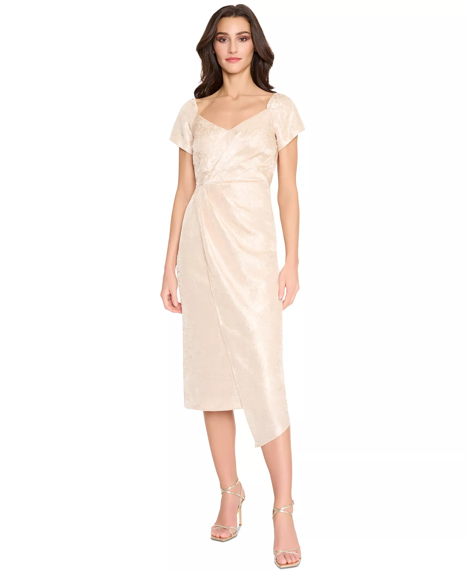 Tahari Women's Sweetheart-Neck Asymmetric-Hem Midi Dress - Champagne - 14