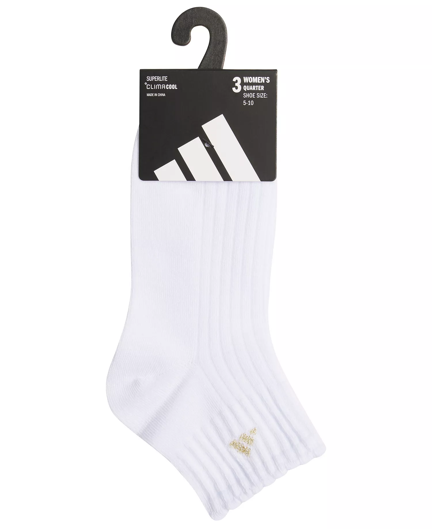 Women's Sport Fashion Quarter High Socks, 3-Pack - White/gold Metallic/rose Gold - 5-10