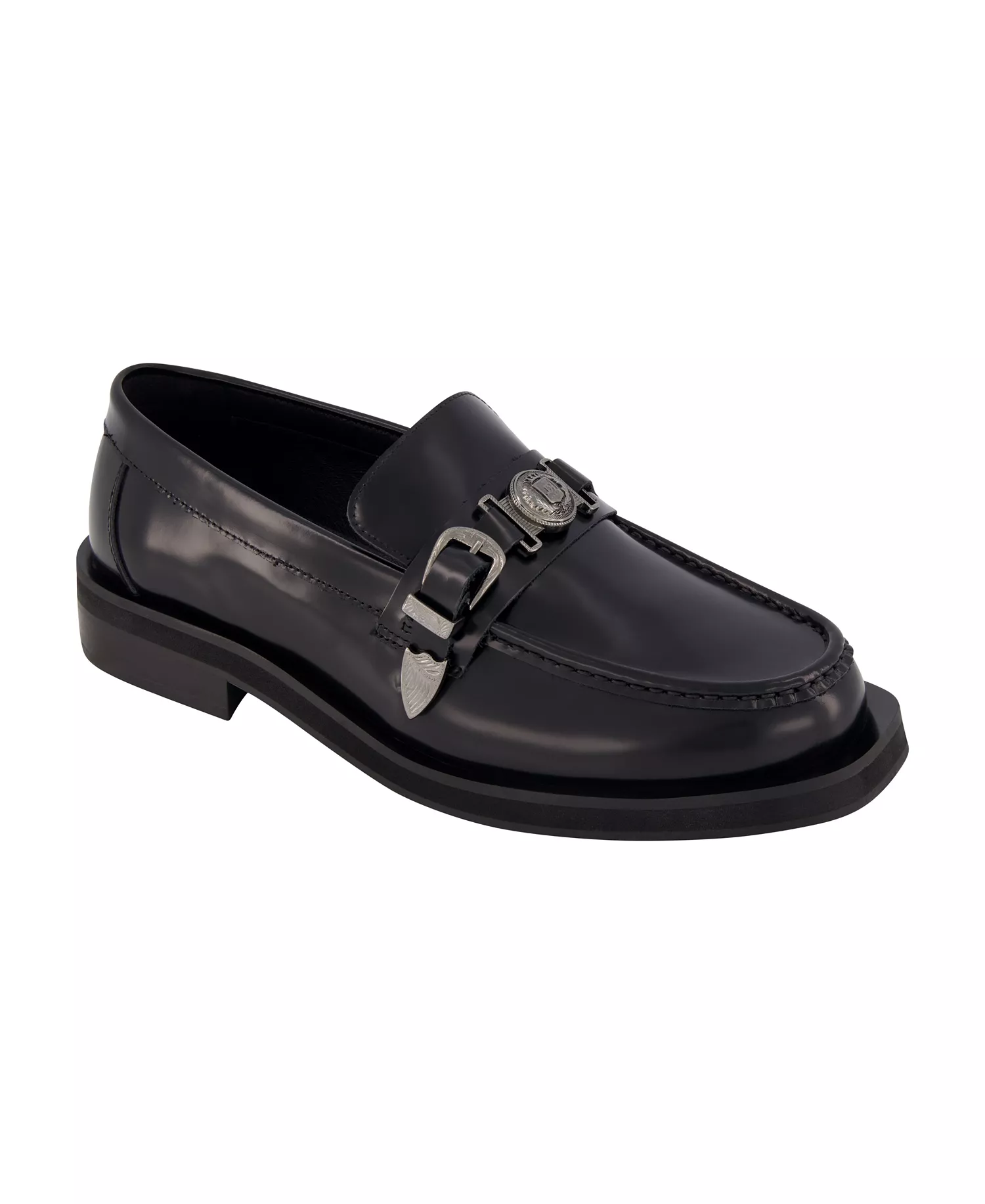 Men's White Label Box Leather Moc Toe Loafers - Black - 8.5