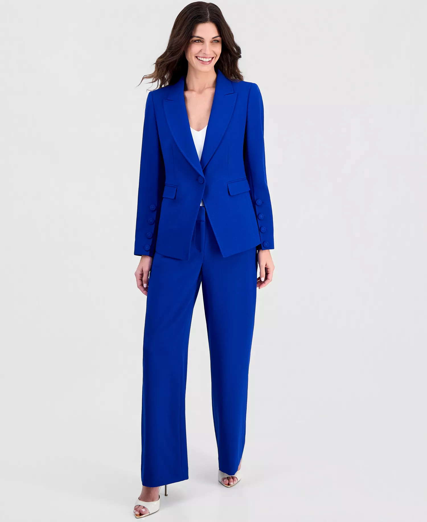 Petite Peak Lapel One Button Blazer - Cobalt - 10P