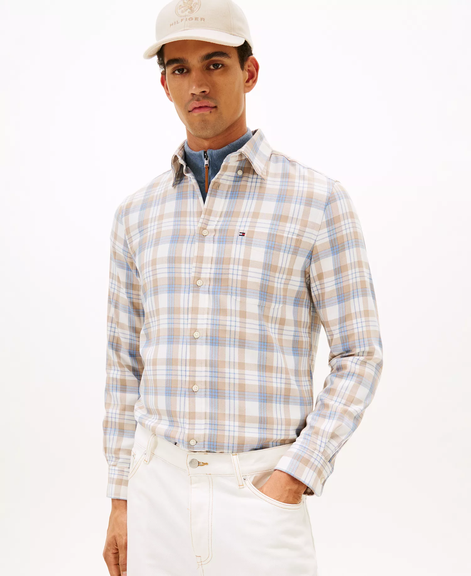 Men's Soft Touch Blend Check Shirt - Ivory Petal/Check - M