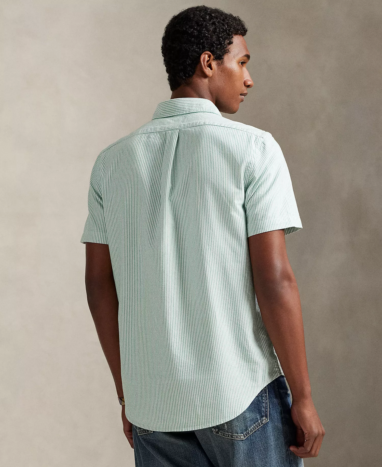 Men's Classic-Fit Striped Oxford Shirt - Hillside Green/White - XS