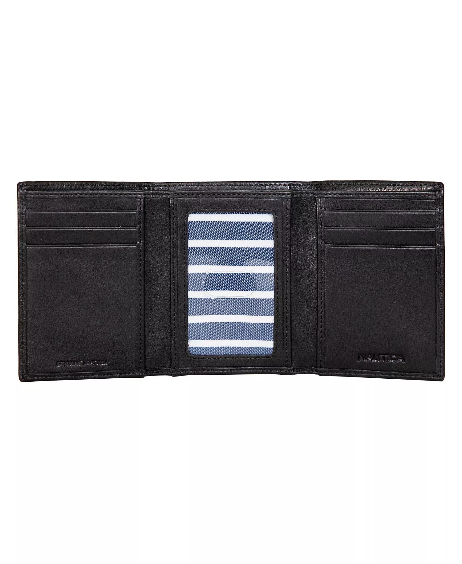 Men's Enameled Logo Leather Trifold Wallet - Black - ONE SIZE