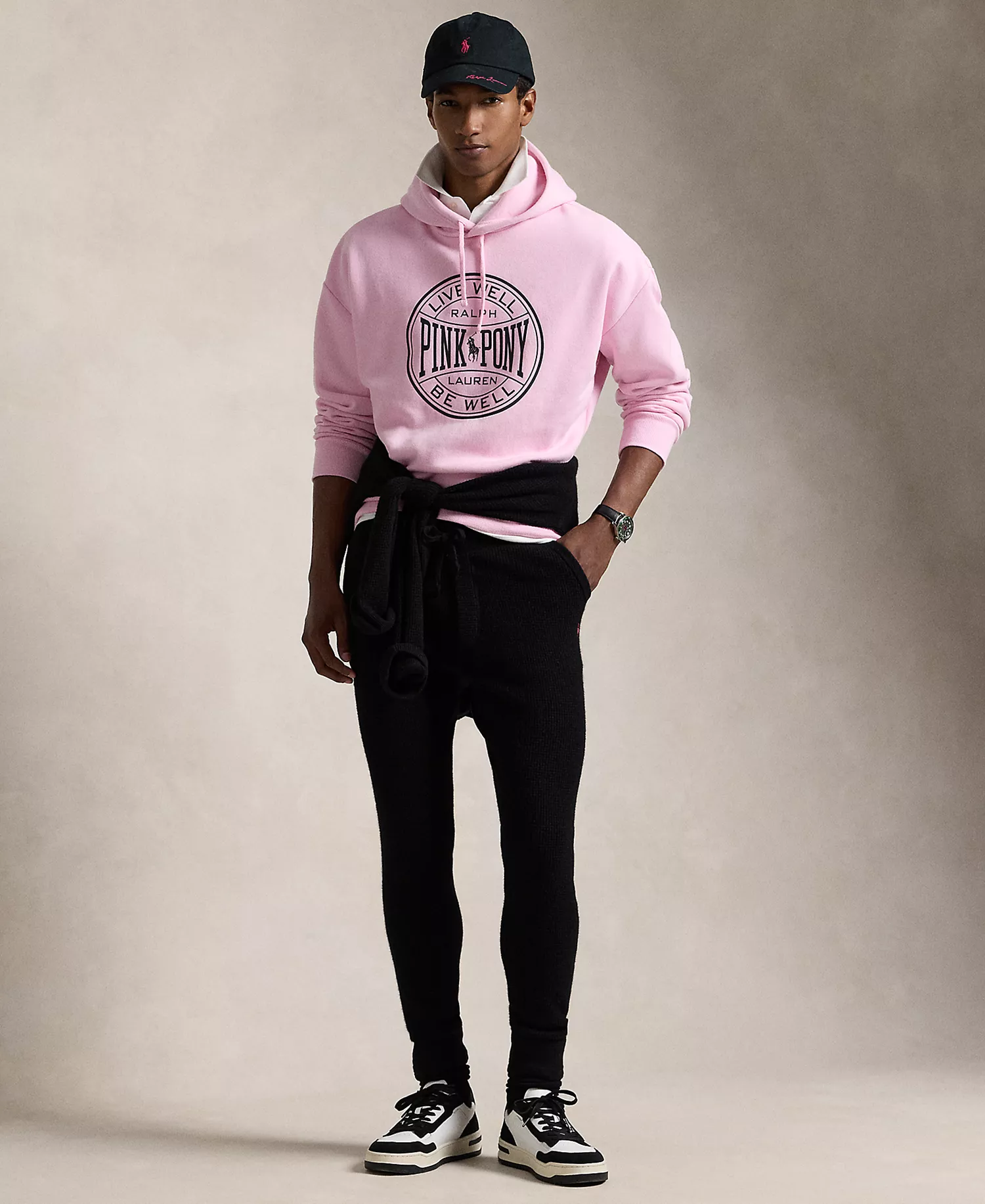 Men's Pink Pony Relaxed-Fit Hoodie - Pink - XS