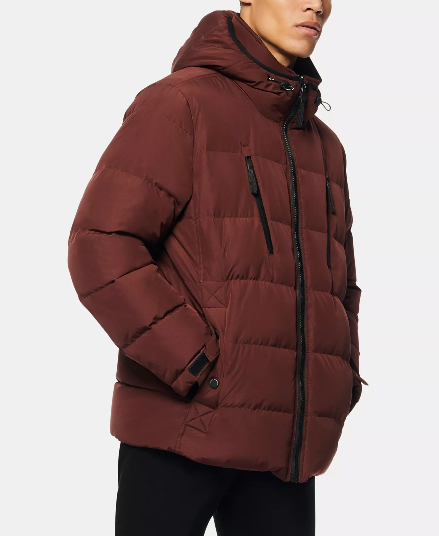 Montrose Men's Down Filled Mid Length Puffer Jacket - Oxblood - XL