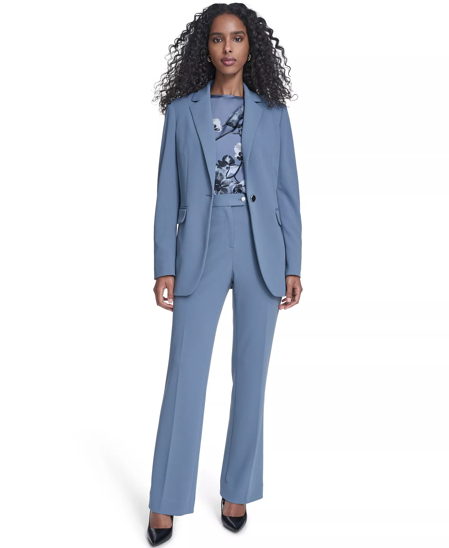 Petite Notch Collar One Button Blazer - Flint - 10P