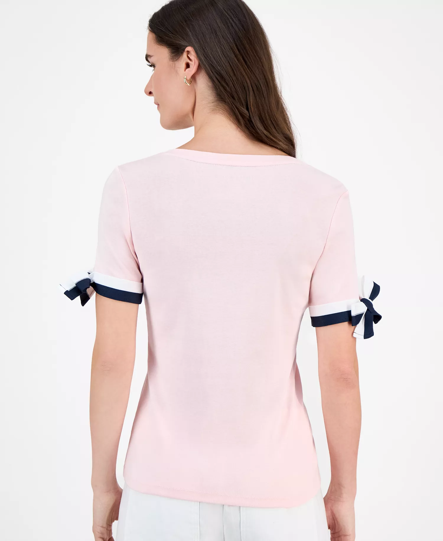 Nautica Women's Cotton Tie-Sleeve Top - Bridal Rose - L