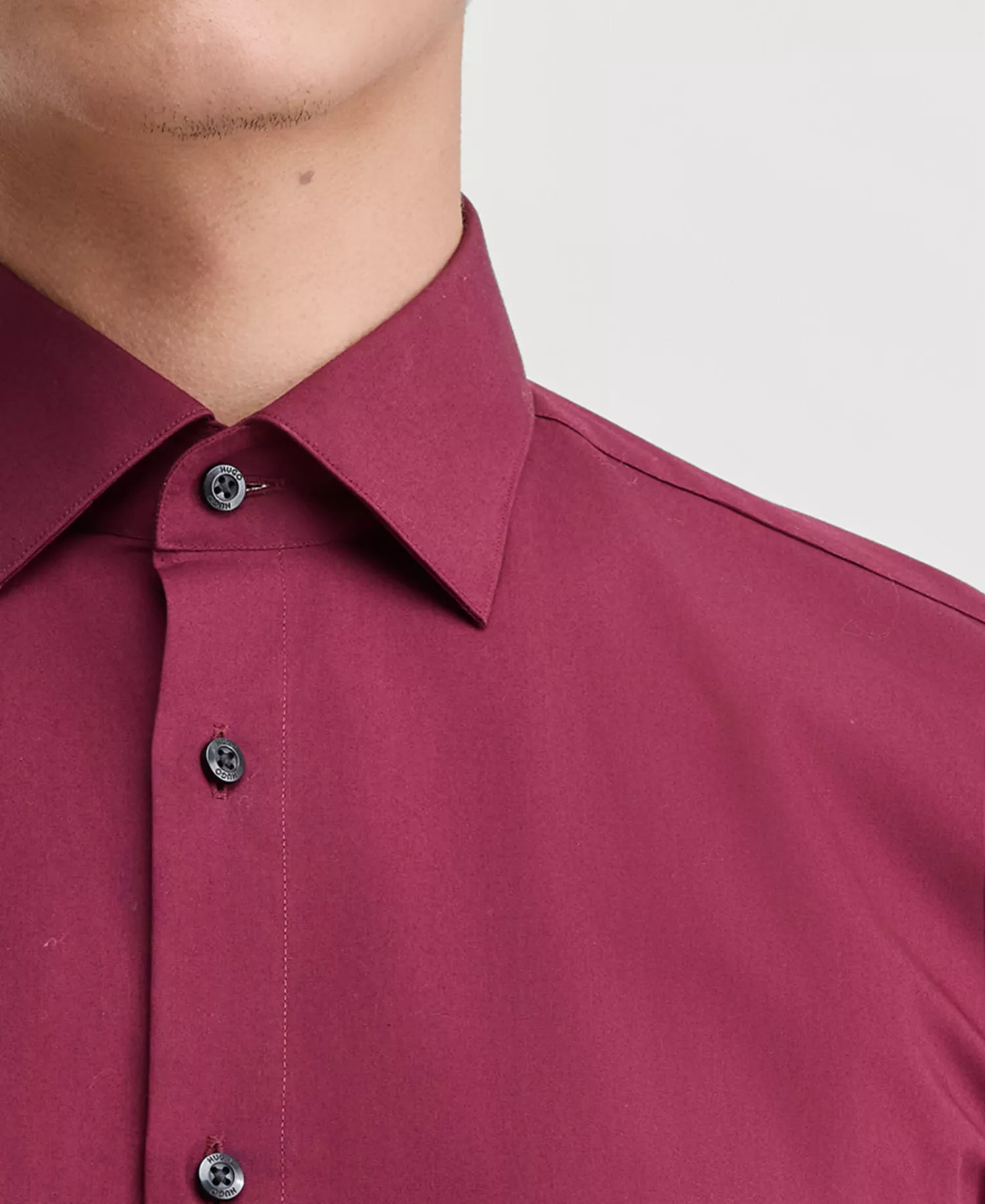 Men's Modern-Fit Solid Poplin Dress Shirt - Burgundy - 14.5