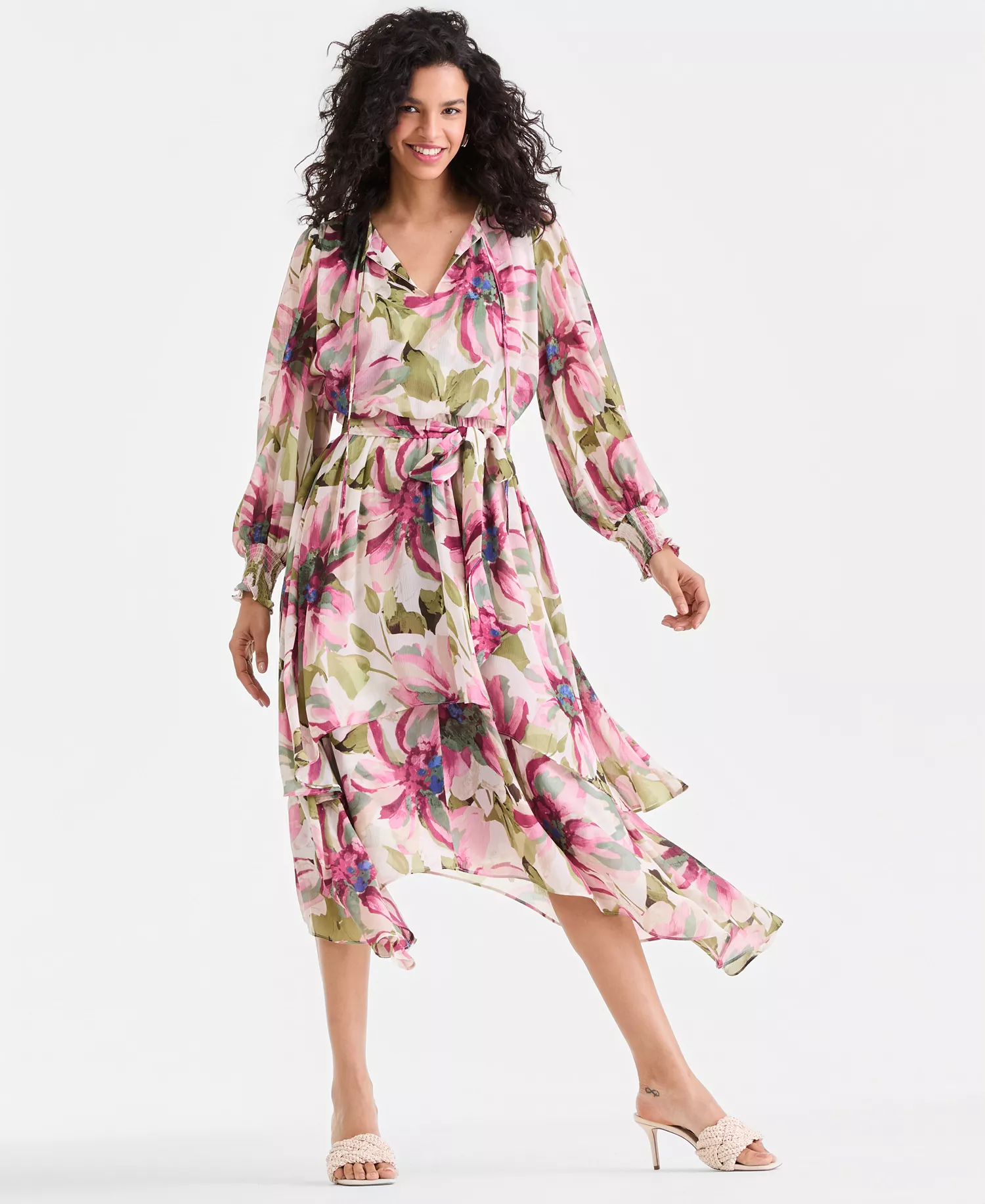 Women's Floral Midi Dress - Farrah Bouquet - L