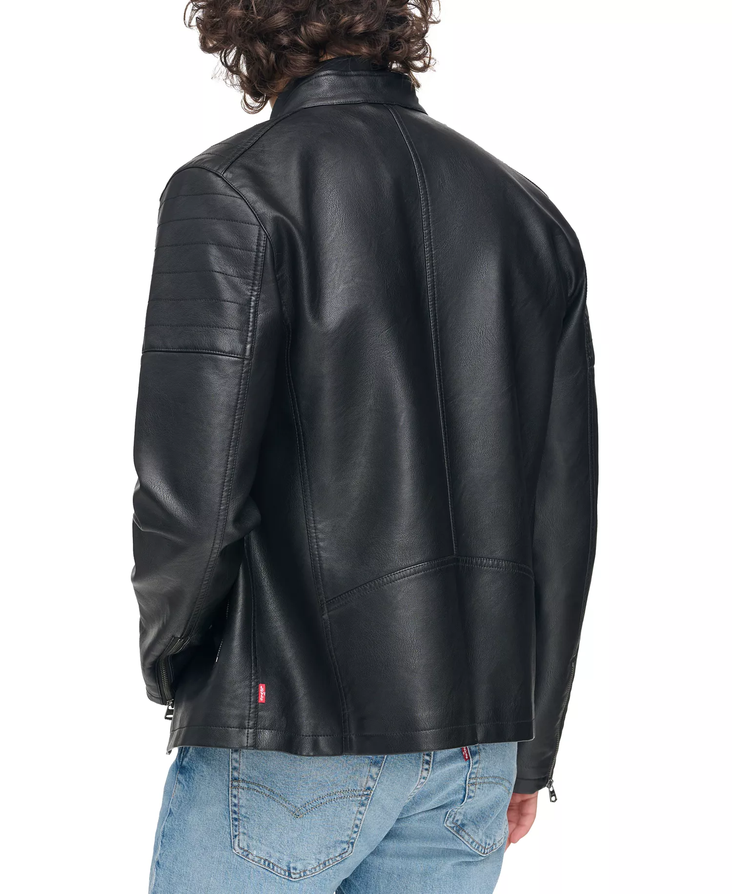 Men's Faux Leather Racer Jacket - Black - 2XL