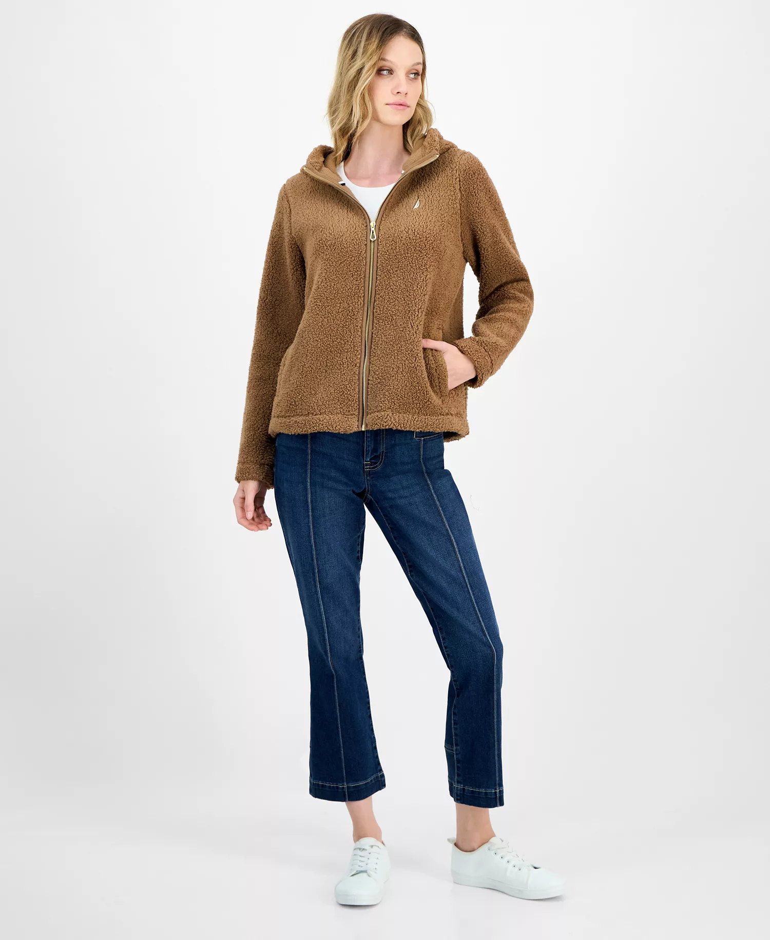 Nautica Women's Zippered Fleece Jacket - Barley - L