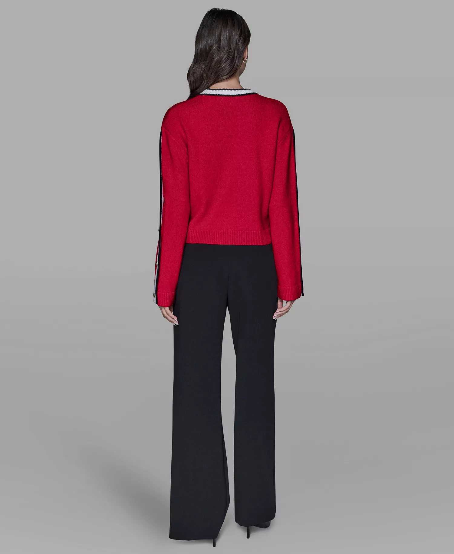 Women's Contrast Trim Pull-On Sweater - Admiral Red - L