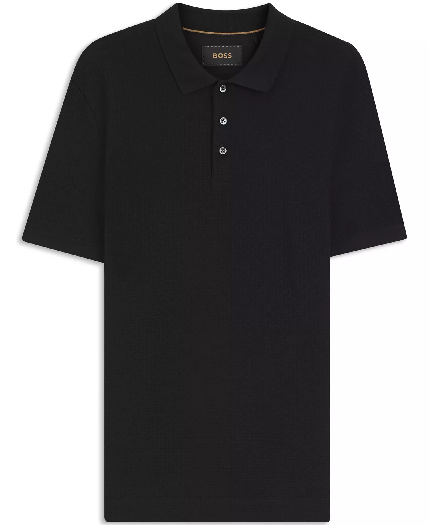 Men's Mercerized Cotton Basket Weave Polo Shirt - Black - L