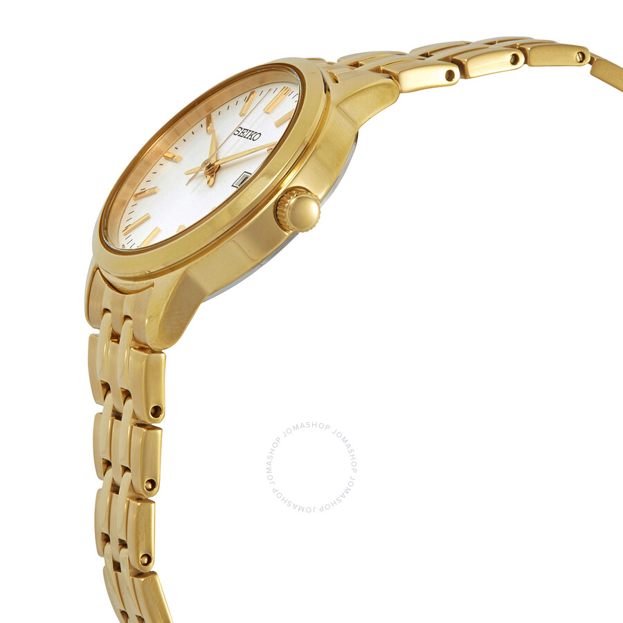 Seiko Classic Quartz White Dial Yellow Gold-tone Ladies Watch