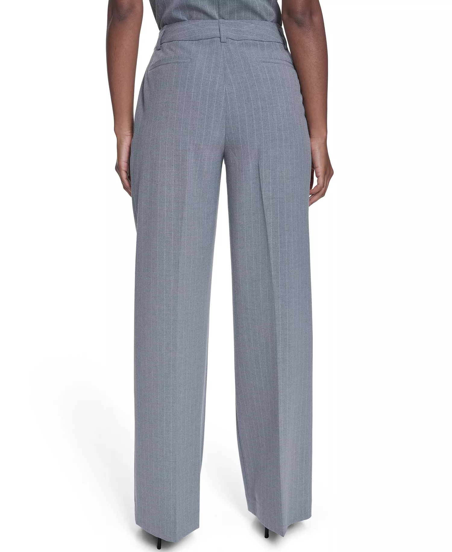 Women's Pinstripe Mid-Rise Pants - Heather Charcoal/cream - 10