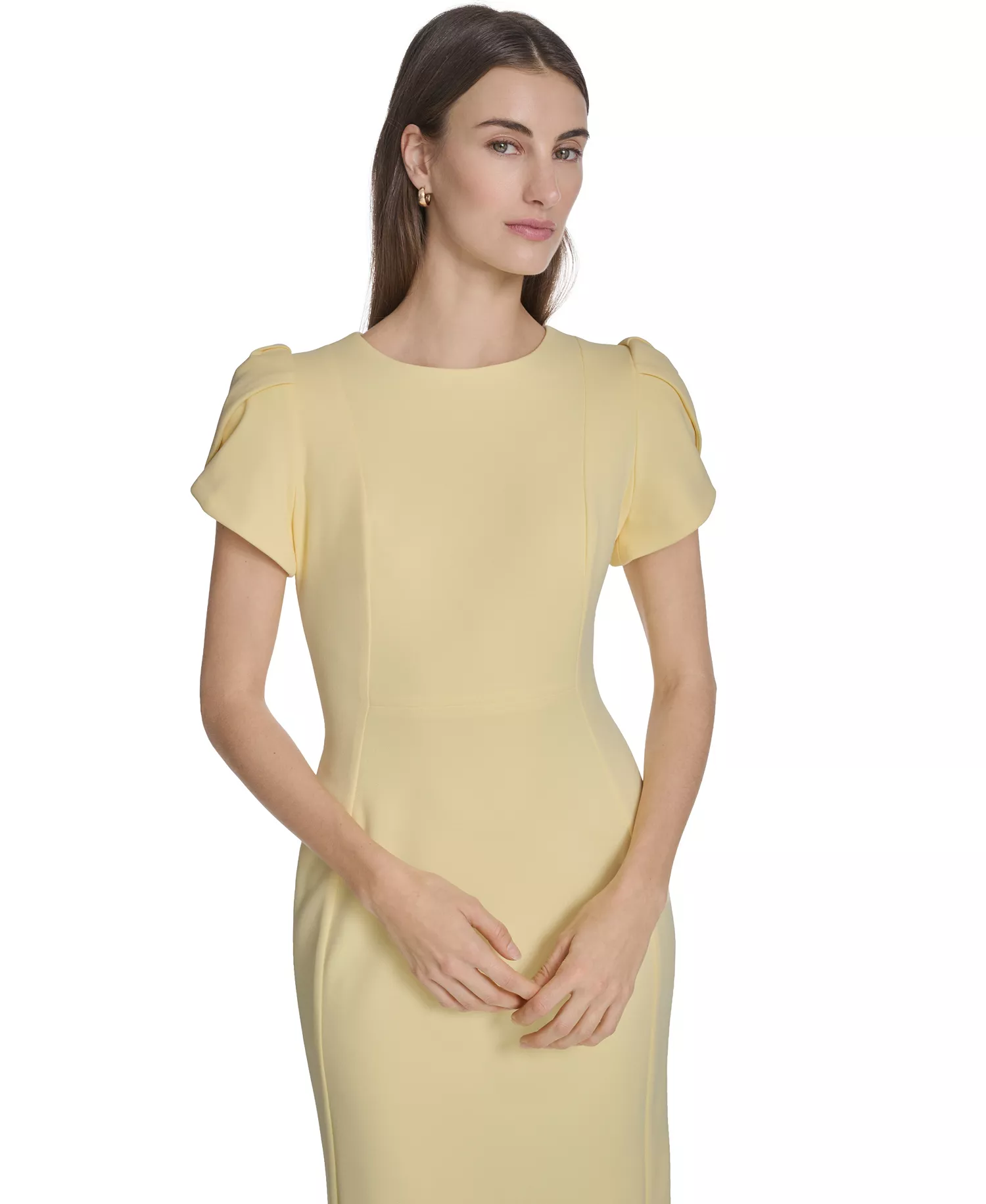 Women's Tulip-Sleeve Sheath Dress - Lemon Ice - 10