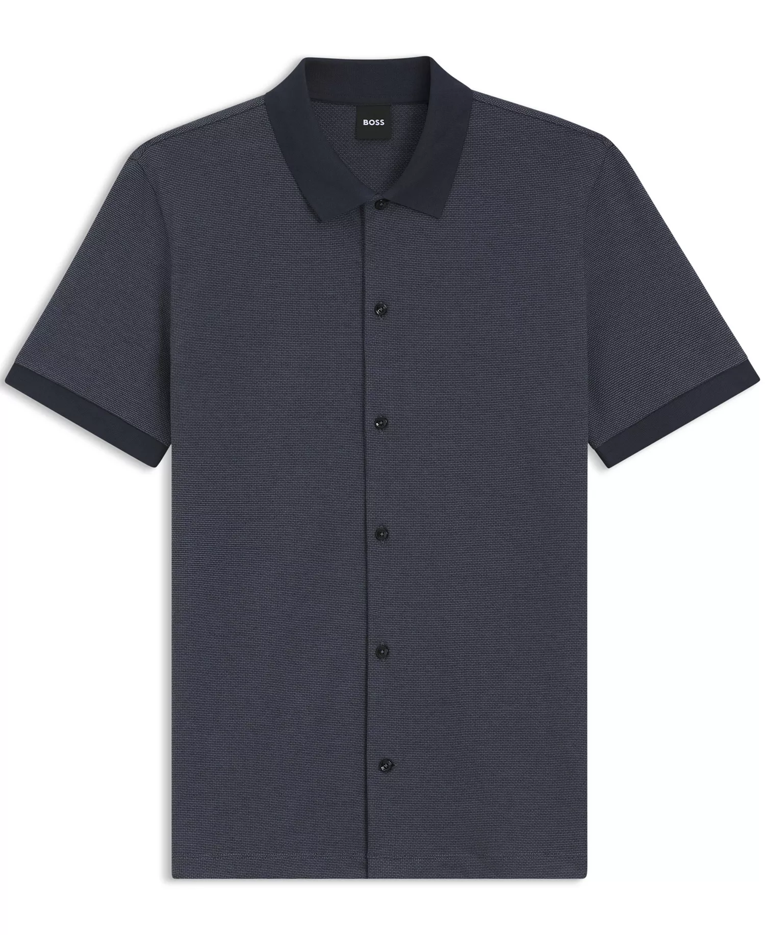 BOSS by Men's Bubble-Structure Cotton Regular-Fit Shirt - Dark Blue - 2XL
