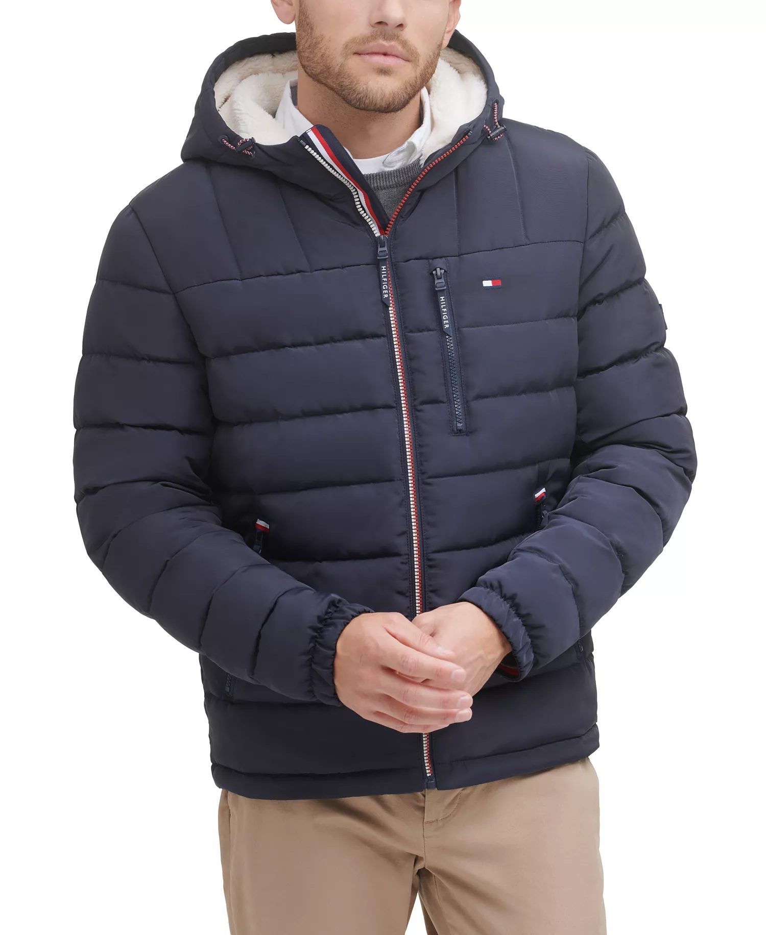 Men's  Sherpa Lined Hooded Quilted Puffer Jacket - Midnight - S