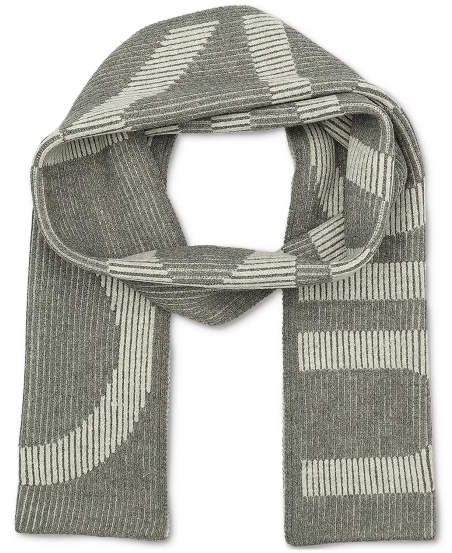 Men's Plaited Logo Scarf - Medium Grey - ONE SIZE