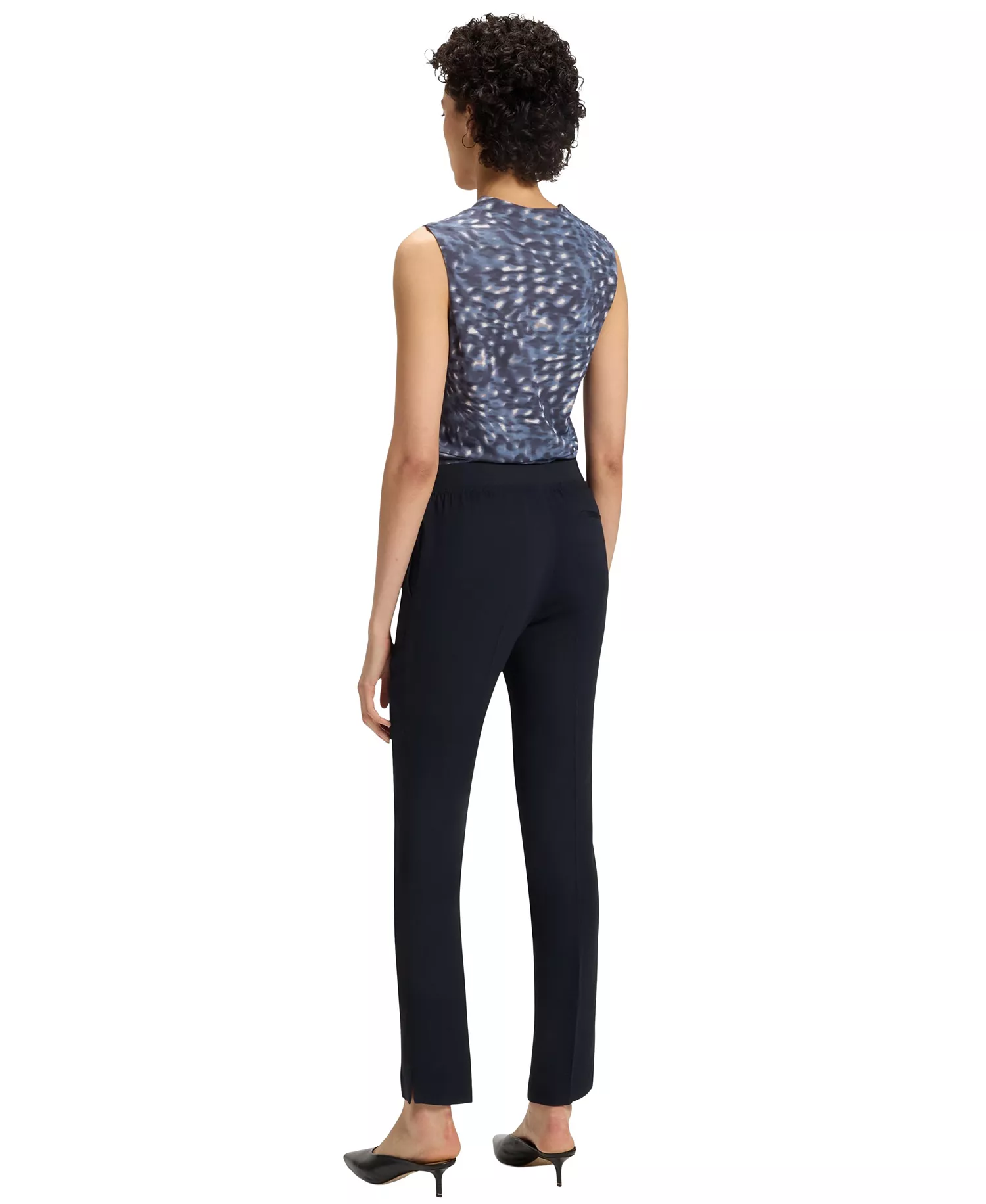 Women's Slit Hem Slim-Fit Pants - Dark Blue - 0
