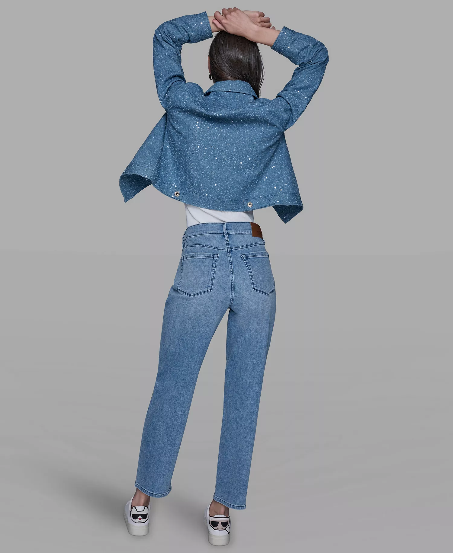 Women's Rhinestone Stripe Detail Jeans - Brisk Blue - 10