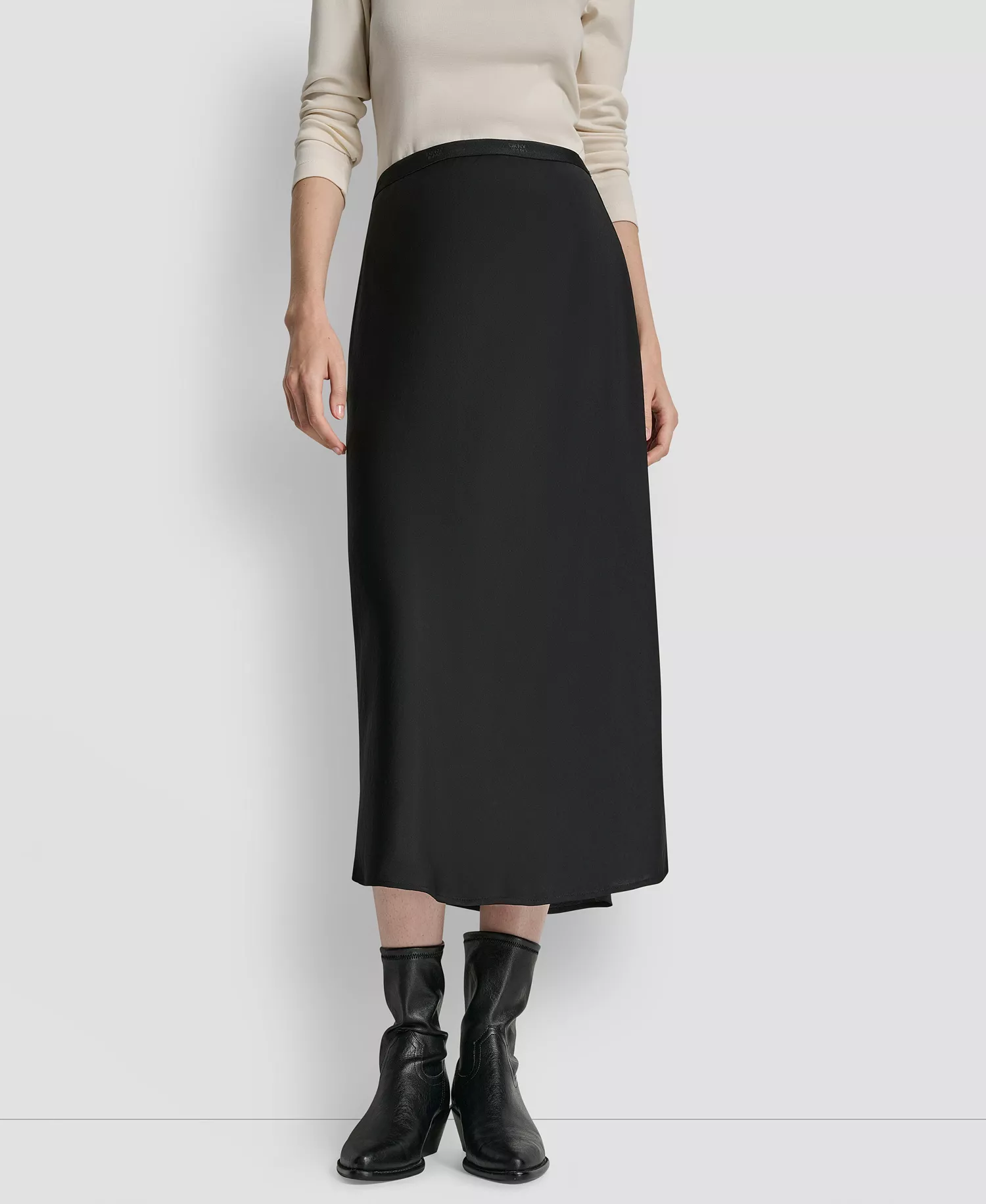 Women's Logo Elastic Waistband Slip Skirt - Black - L