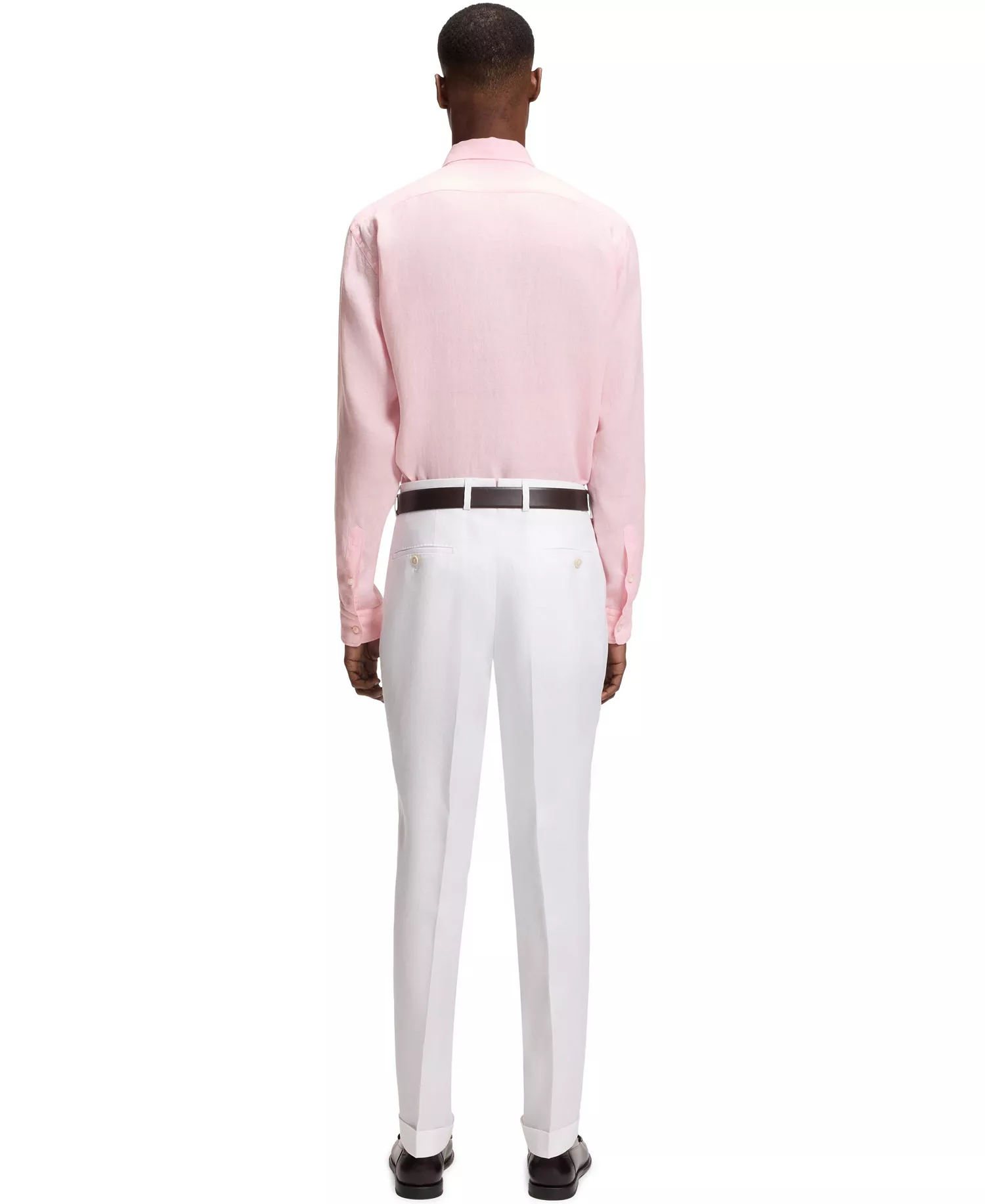 Men's Regular-Fit Button-Down Linen Dress Shirt - Open Pink - 2XL