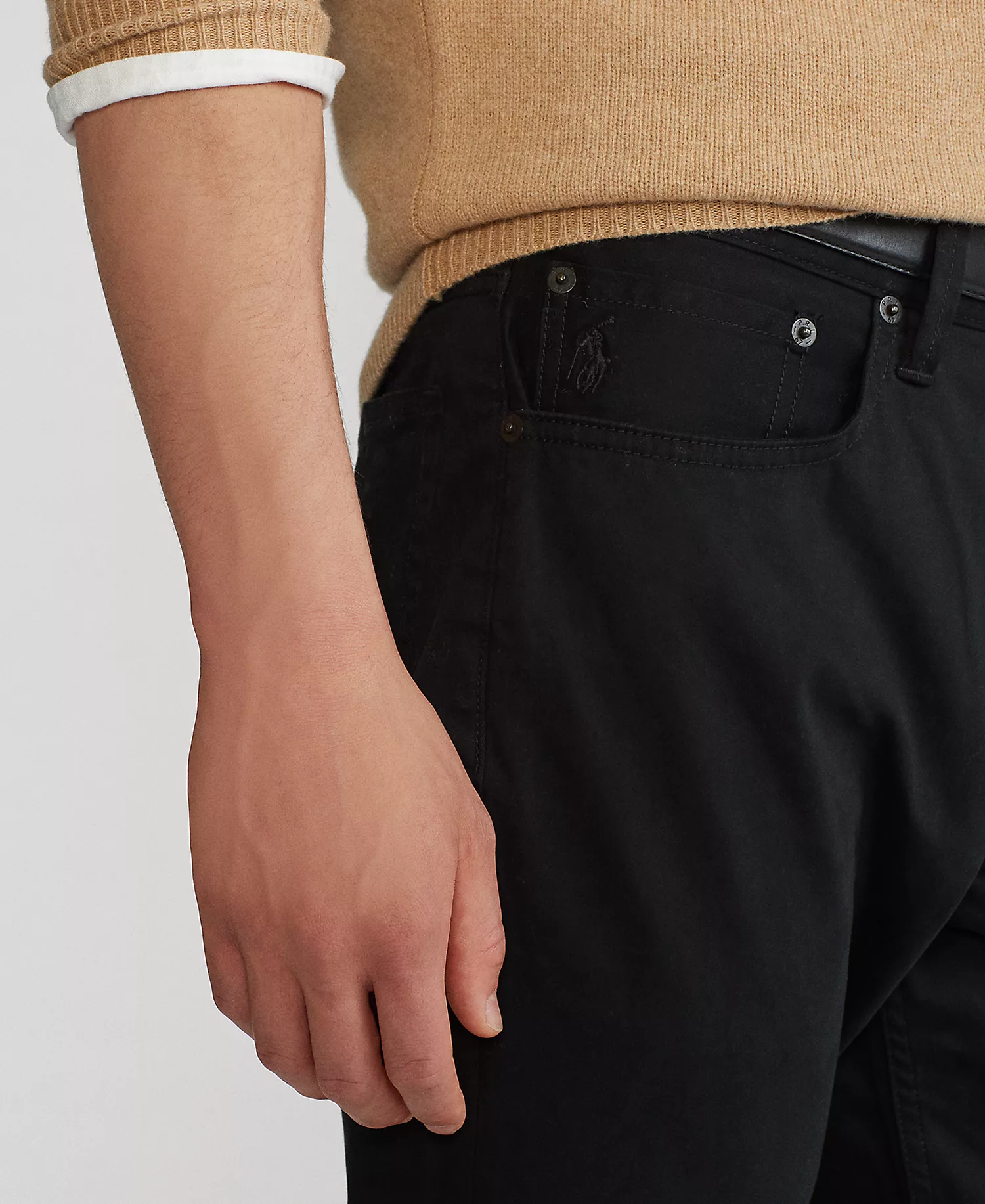 Men's Slim Straight Stretch Sateen Five-Pocket Pants - Polo Black - 32 - 30