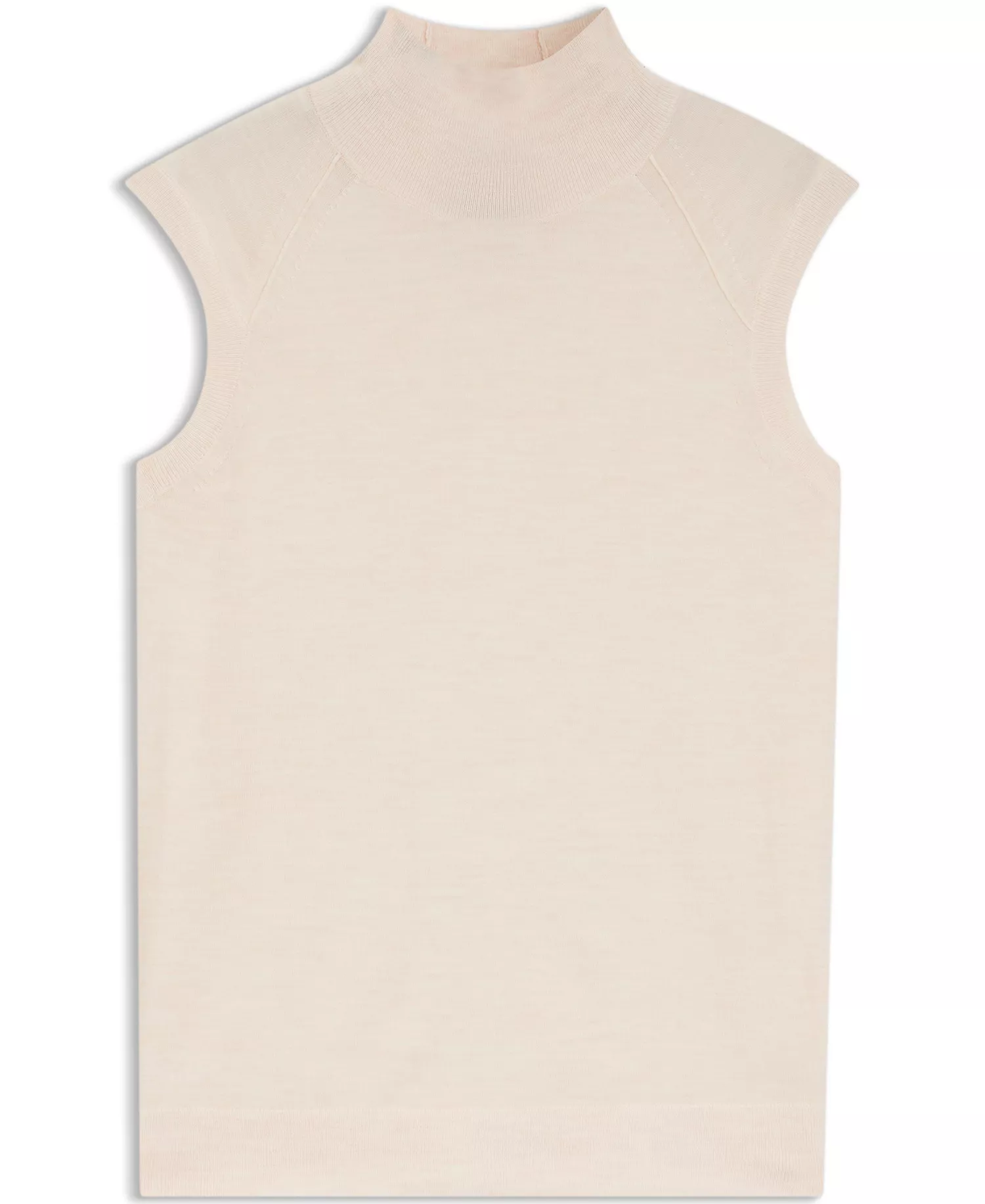 BOSS by Women's Merino Wool Sleeveless Mock Neck Top - Natural - L