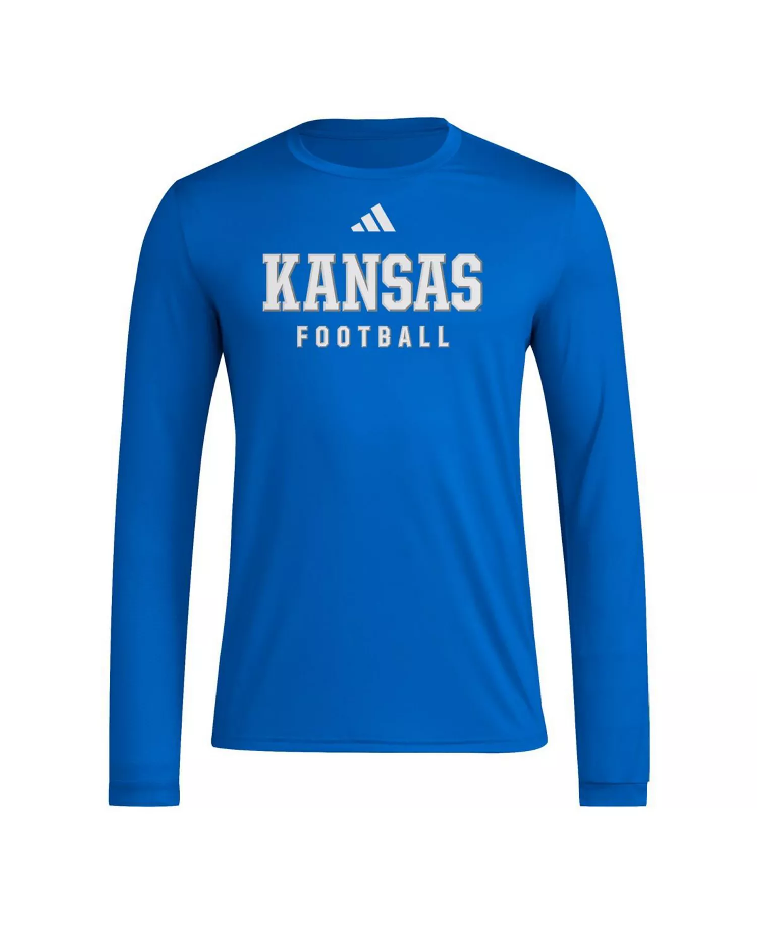 Men's Royal Kansas Jayhawks Locker Practice Football Pre-Game Long Sleeve T-Shirt - Royal - 2XL