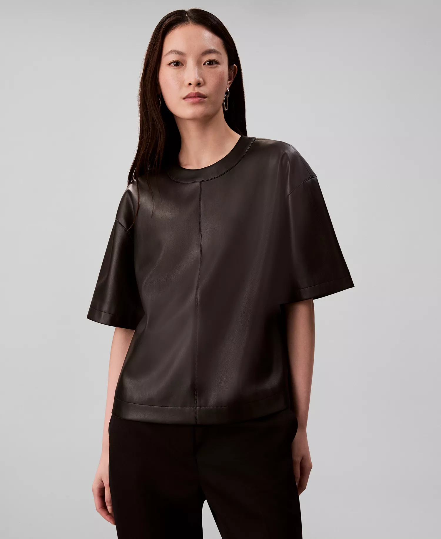 Women's Crinkled Relaxed Fit Top - Black - L