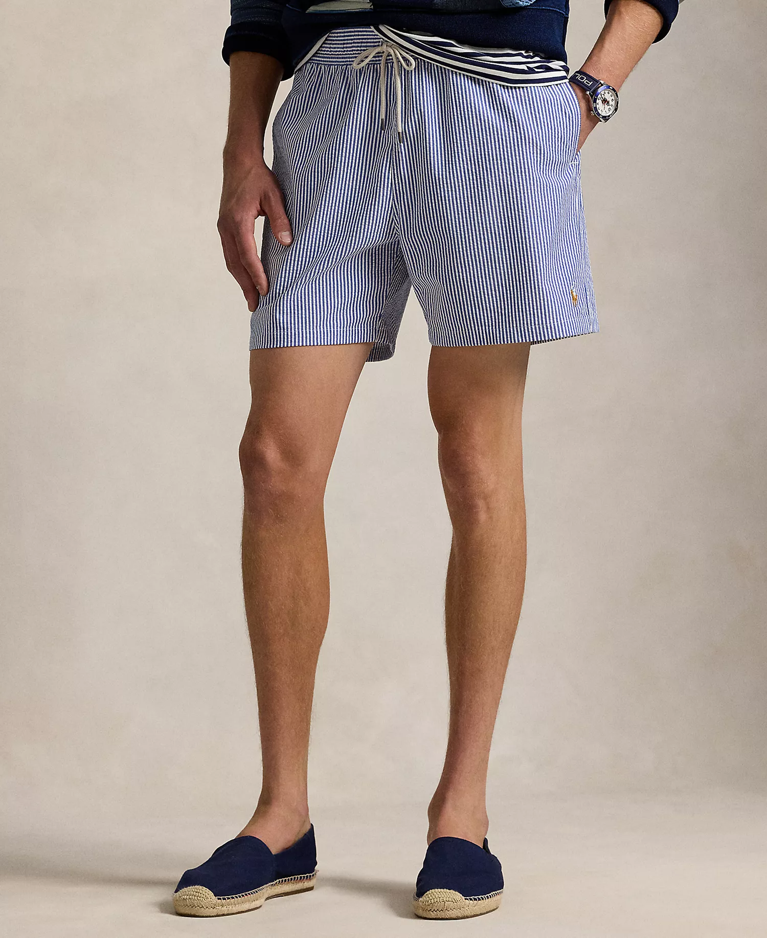 Men's 5-3/4" Traveler Classic Striped Swim Trunk - Blue - 2XL