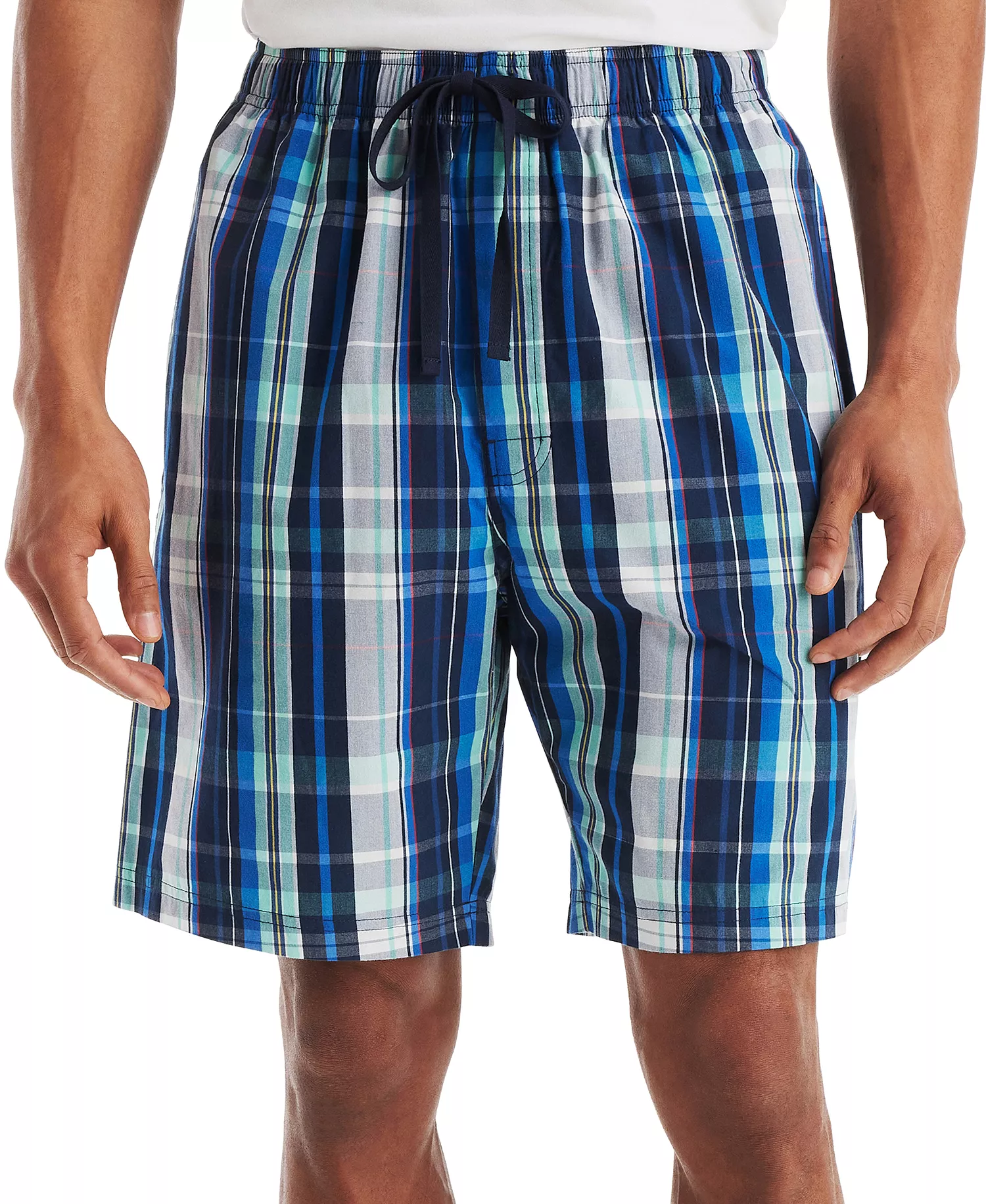 Men's Plaid Poplin 8" Sleep Shorts - Estate Blue - L
