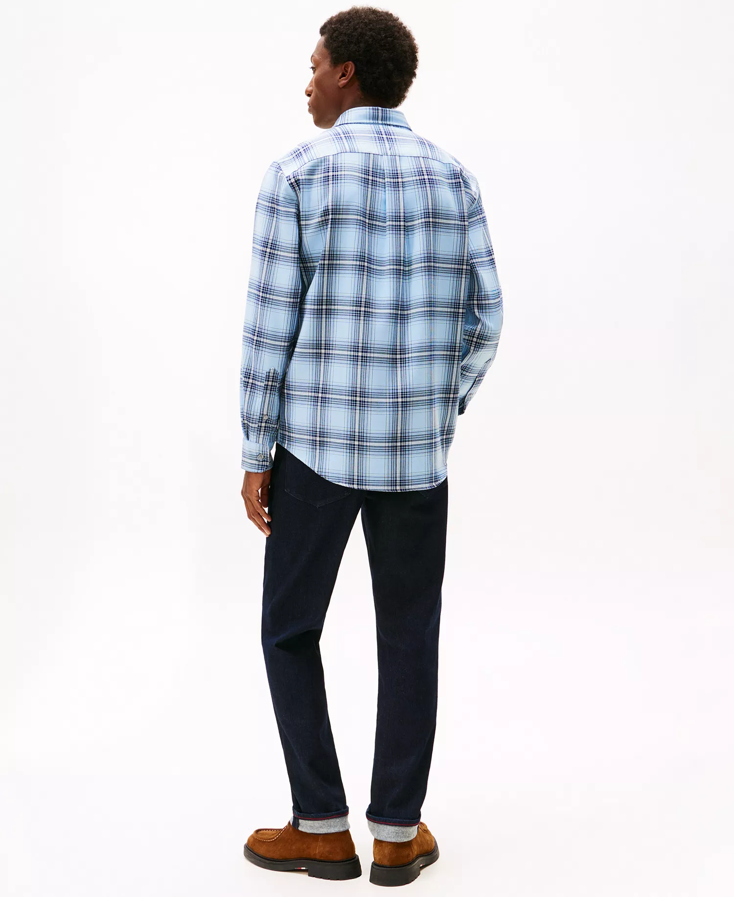 Men's Regular-Fit Soft Touch Blend Checked Shirt - Light Blue Heather / Check - S