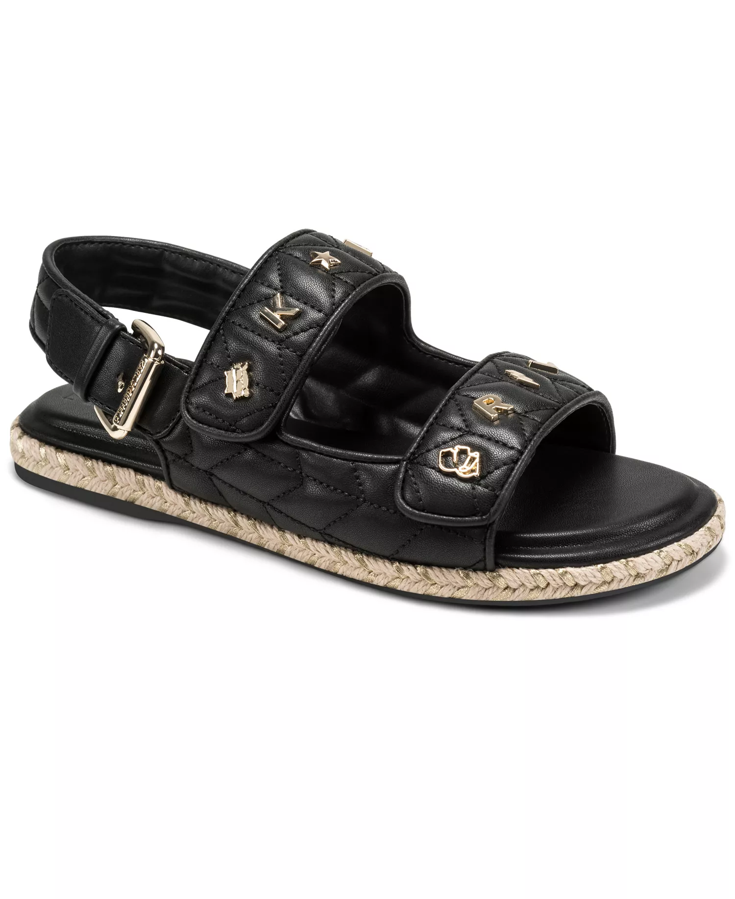 Women's Charlay Studs Flat Espadrille Sandals - Black - 10