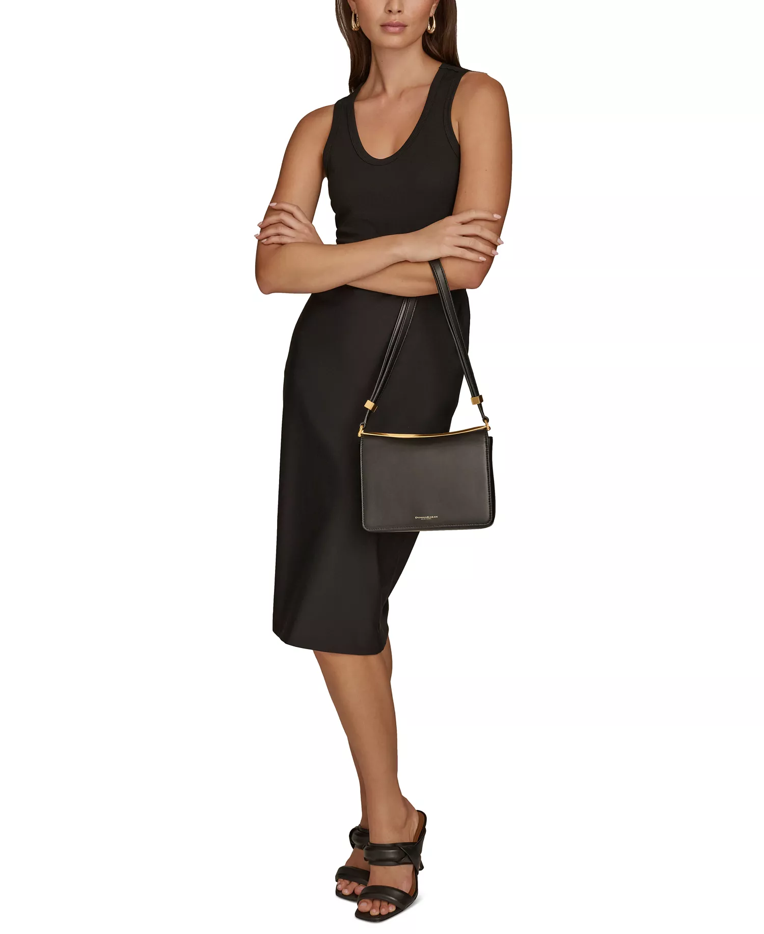 Jericho Flap Shoulder with Sculpted Hardware Bag - Black - ONE SIZE