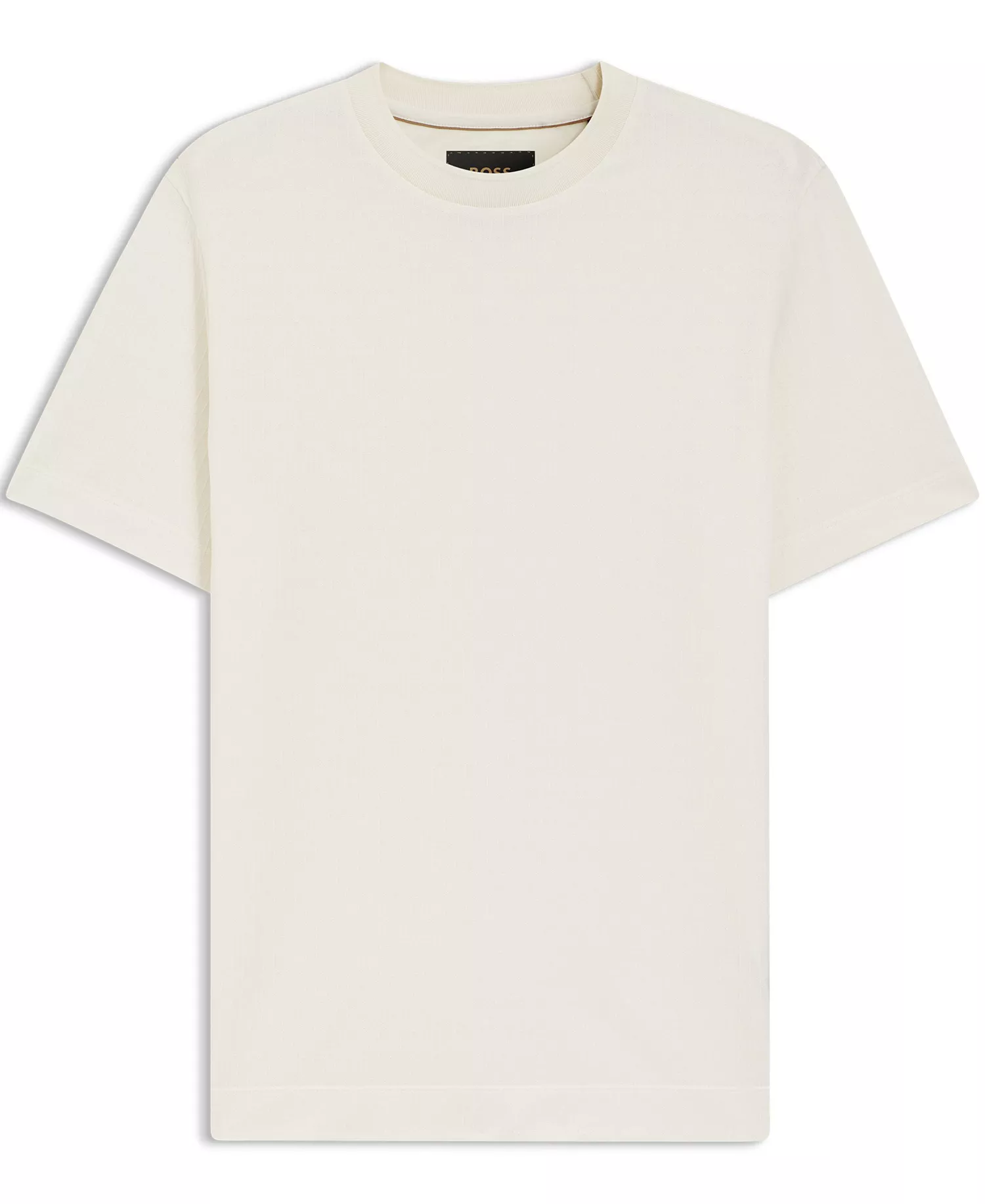 Men's Cotton-Silk Geometric Jacquard T-Shirt - Open White - L