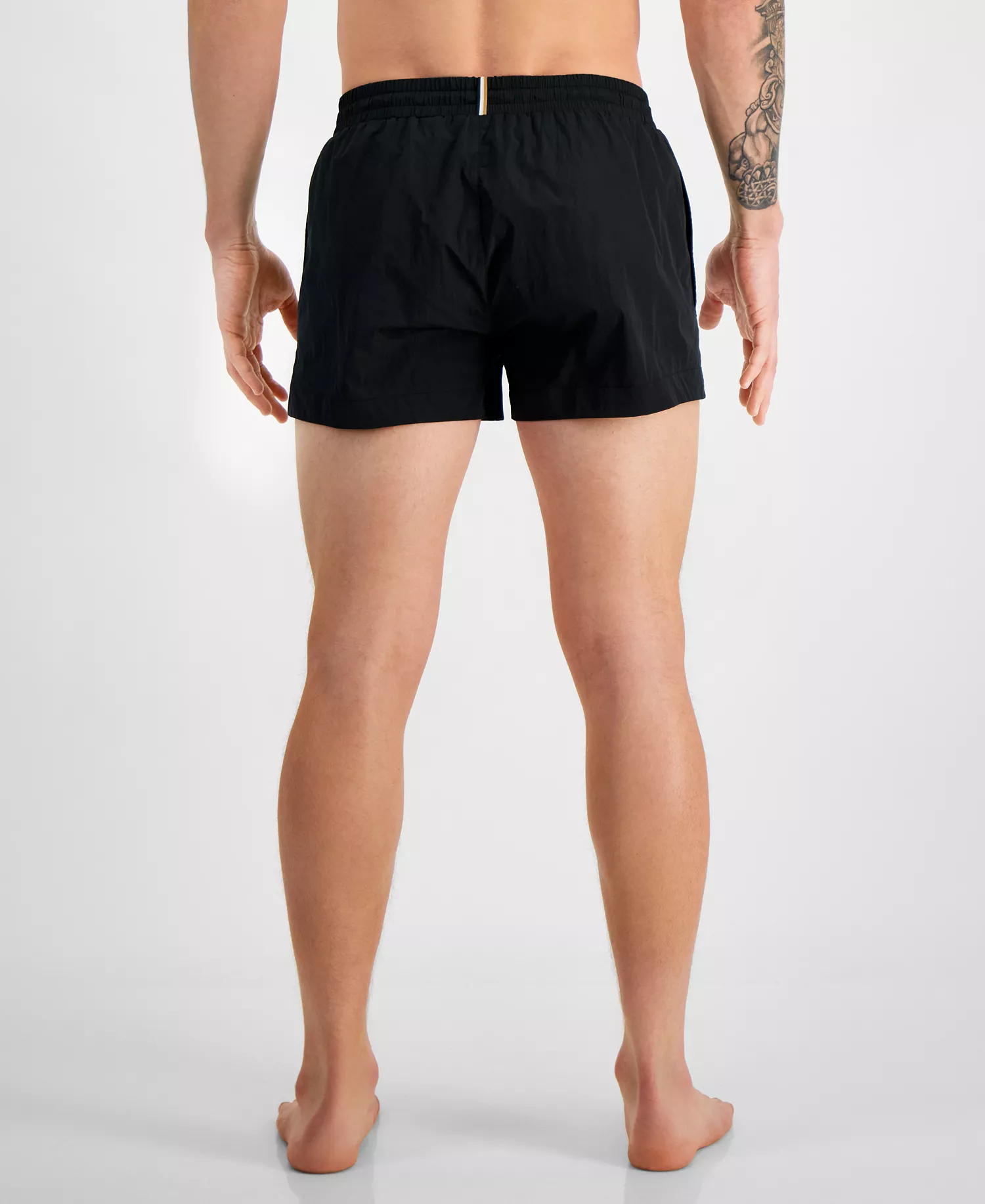 Men's Mooneye Outlined Logo Drawstring 3" Swim Trunks - Black - 2XL