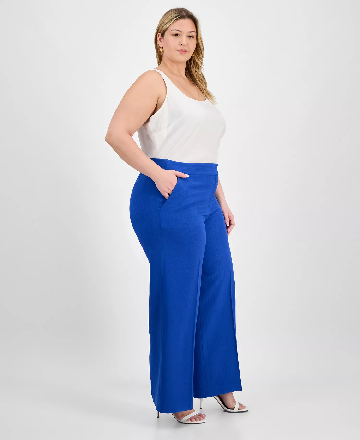 Plus Size Wide-Leg Pants  - New Royal - 14W