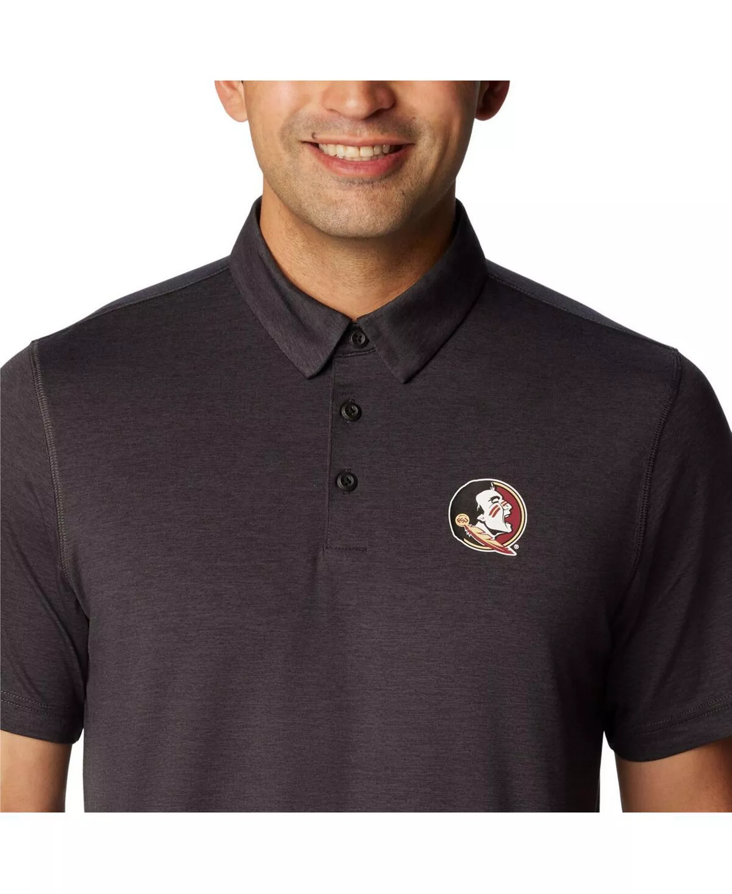 Men's Heather Black Florida State Seminoles Tech Trail Omni-Wick Polo Shirt - Heather Black - XL