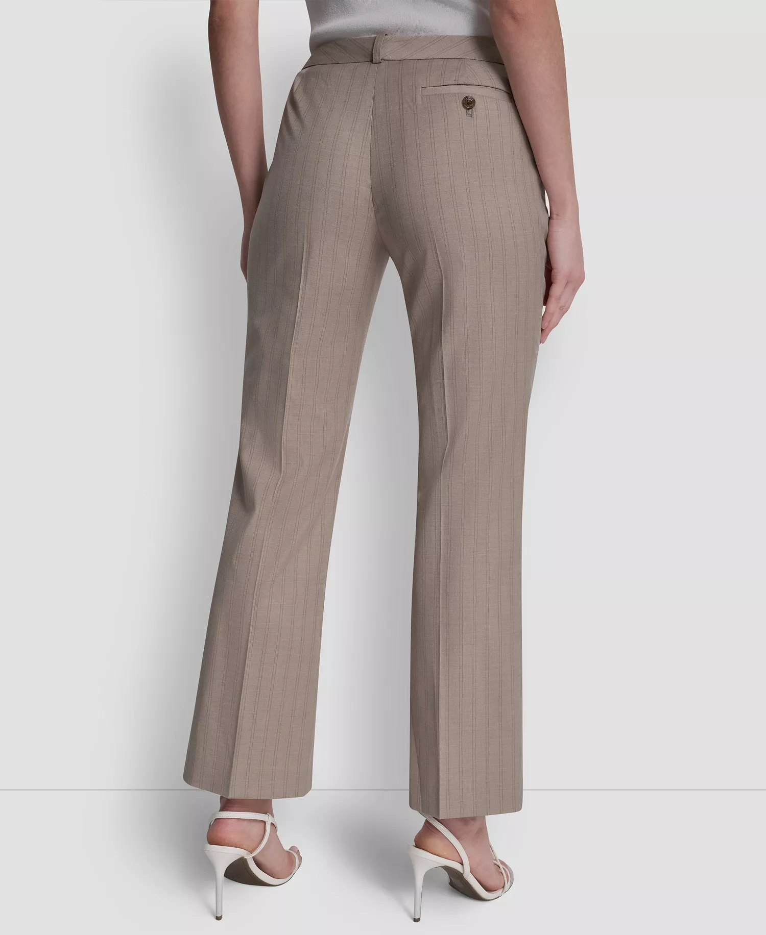 Petite Pinstripe Modern Fashion Pants - Beige - 0P