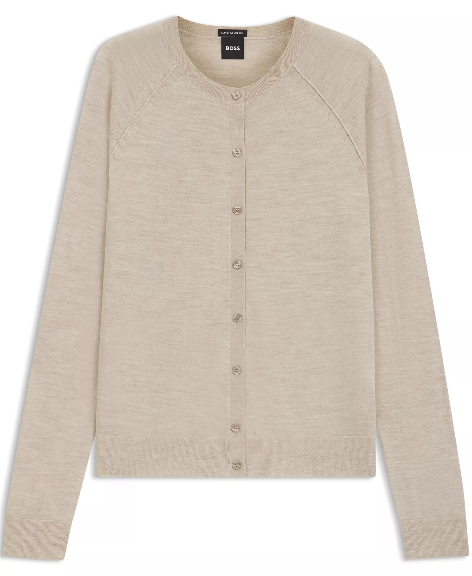 BOSS by Women's Extra-Fine Merino Wool Button-Up Cardigan Sweater - Open White - L