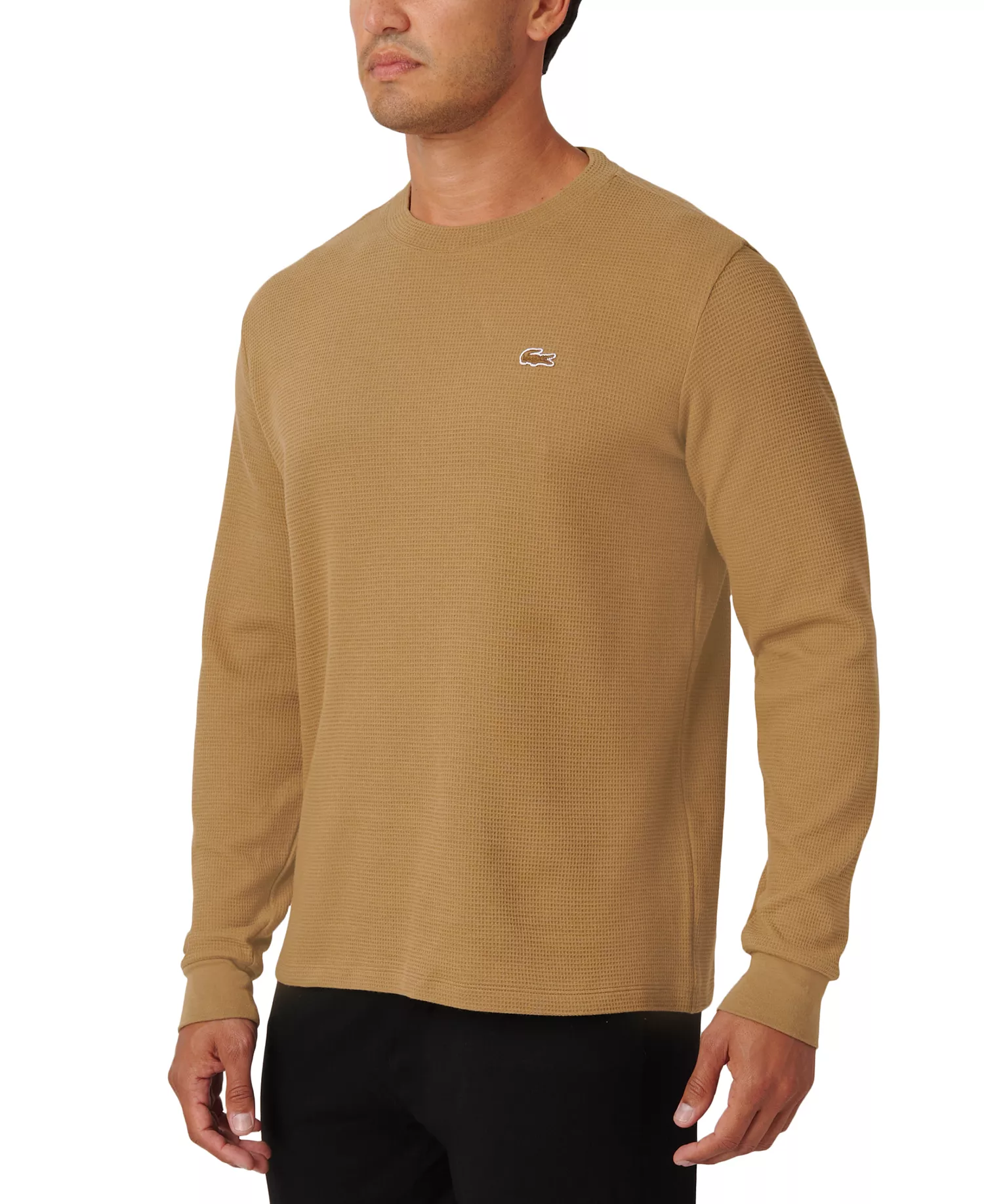 Men's Waffle-Knit Thermal Sleep Shirt - Beige - L